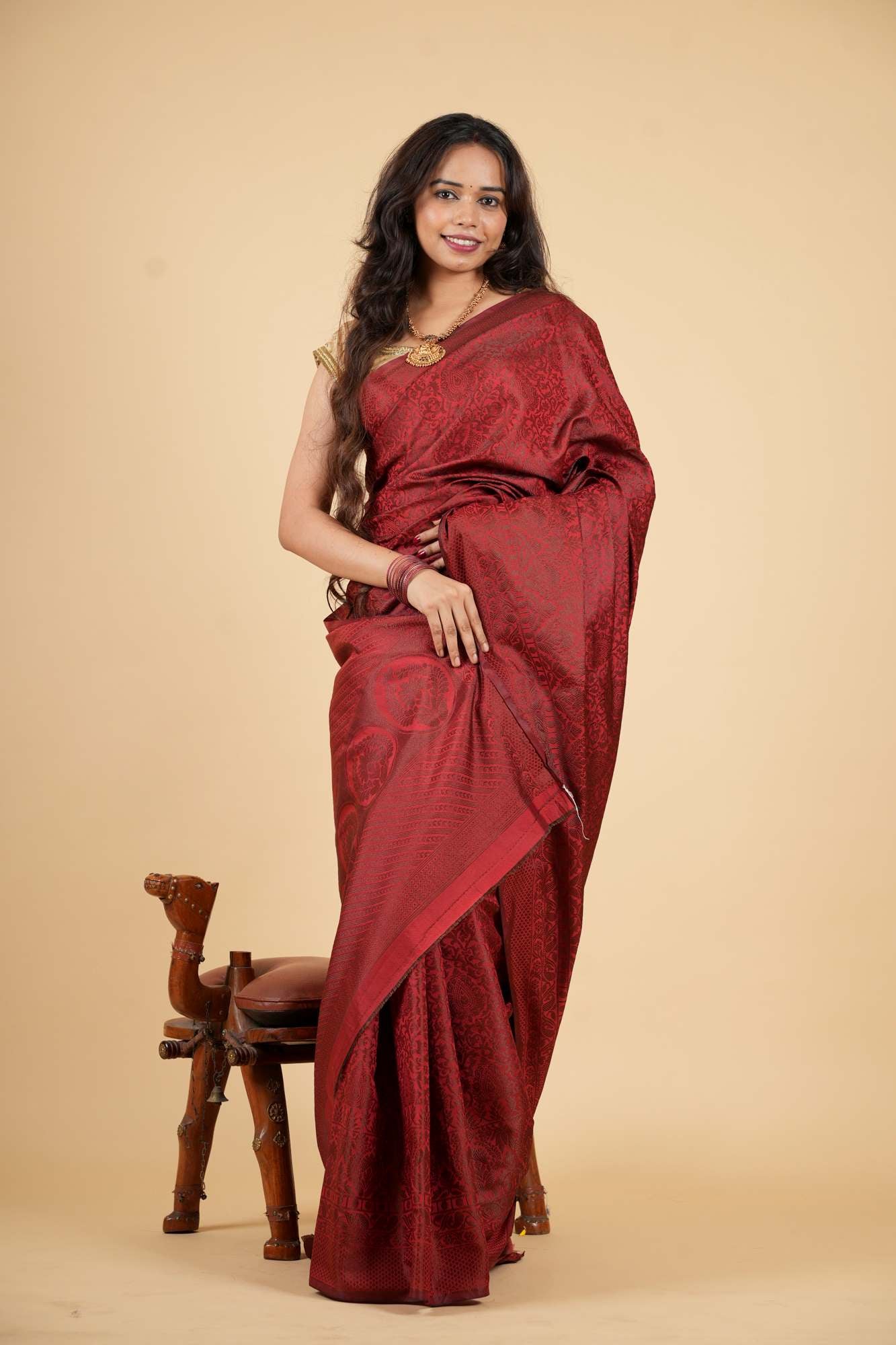 Kanchipuram with Intricate Zari and Ethnic Motifs Ready To Wear Saree