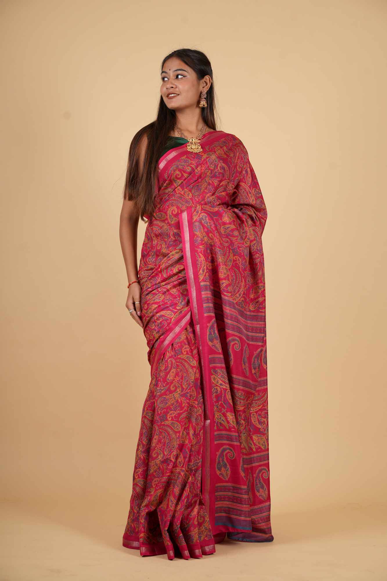 Kashmiri Pashmina intricate print ready to wear saree