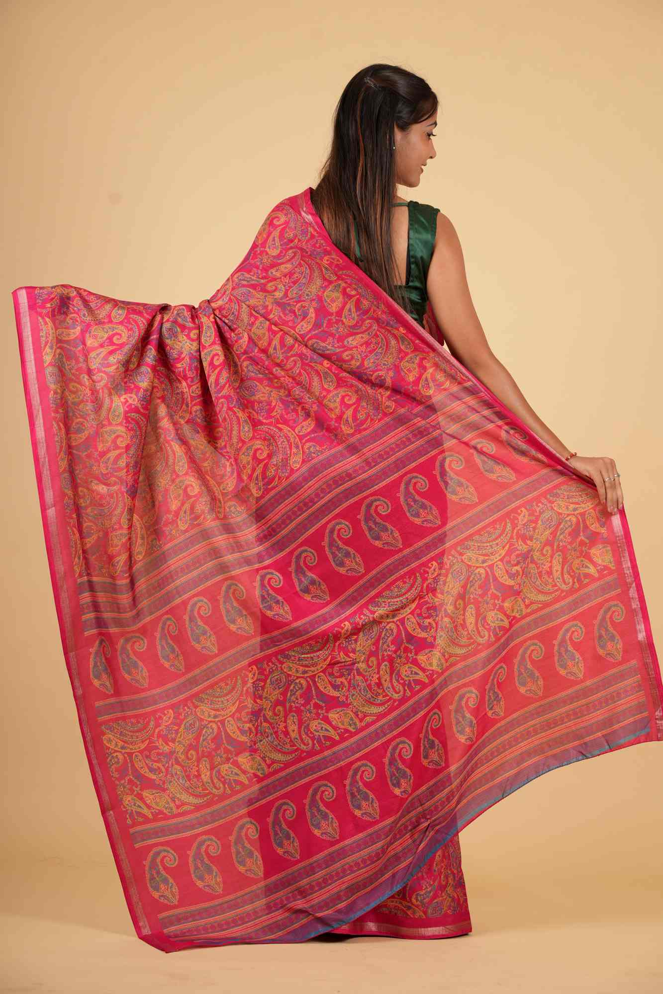 Kashmiri Pashmina intricate print ready to wear saree