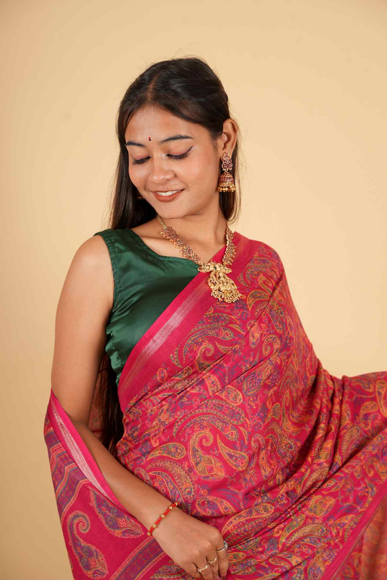 Kashmiri Pashmina intricate print ready to wear saree