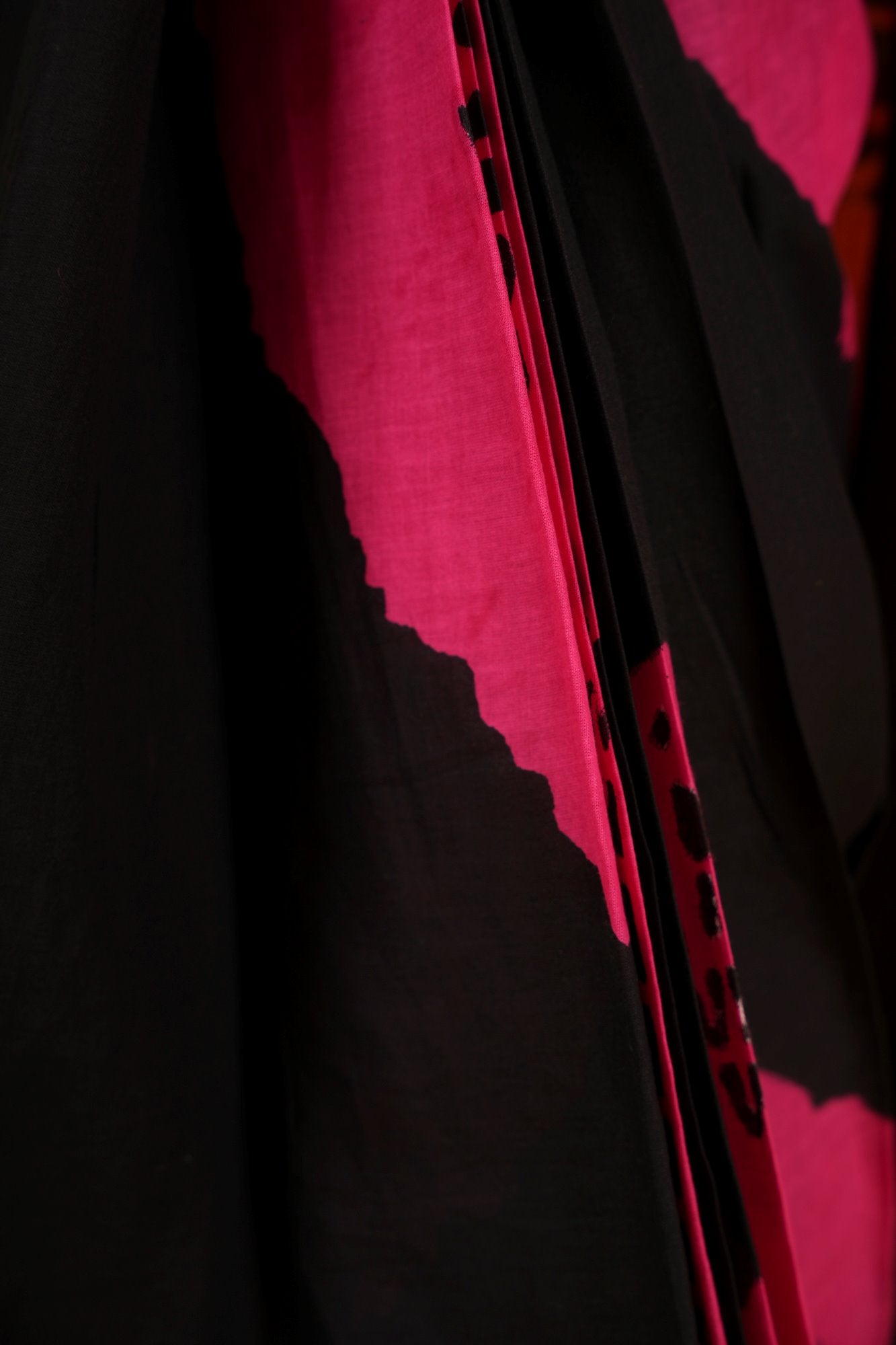 Cotton in Black and Pink with Gold Border and Tie-Dye Ready To Wear Saree