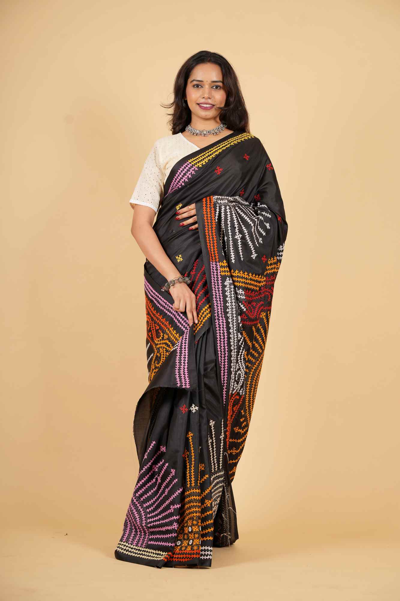 Black Bandhani-Inspired Heavy Resham Weave on Bangalore Silk Ready To wear Saree