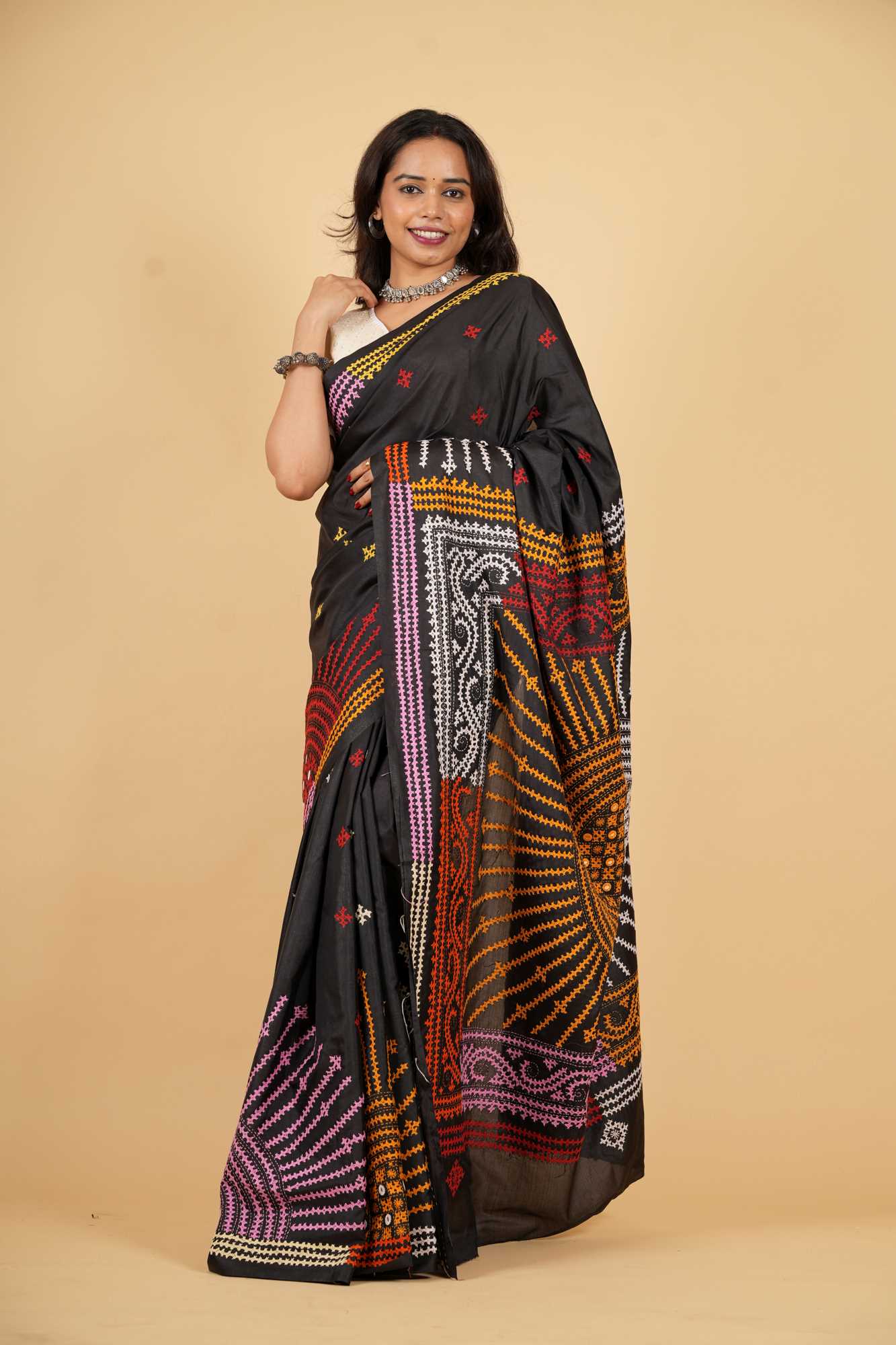 Black Bandhani-Inspired Heavy Resham Weave on Bangalore Silk Ready To wear Saree