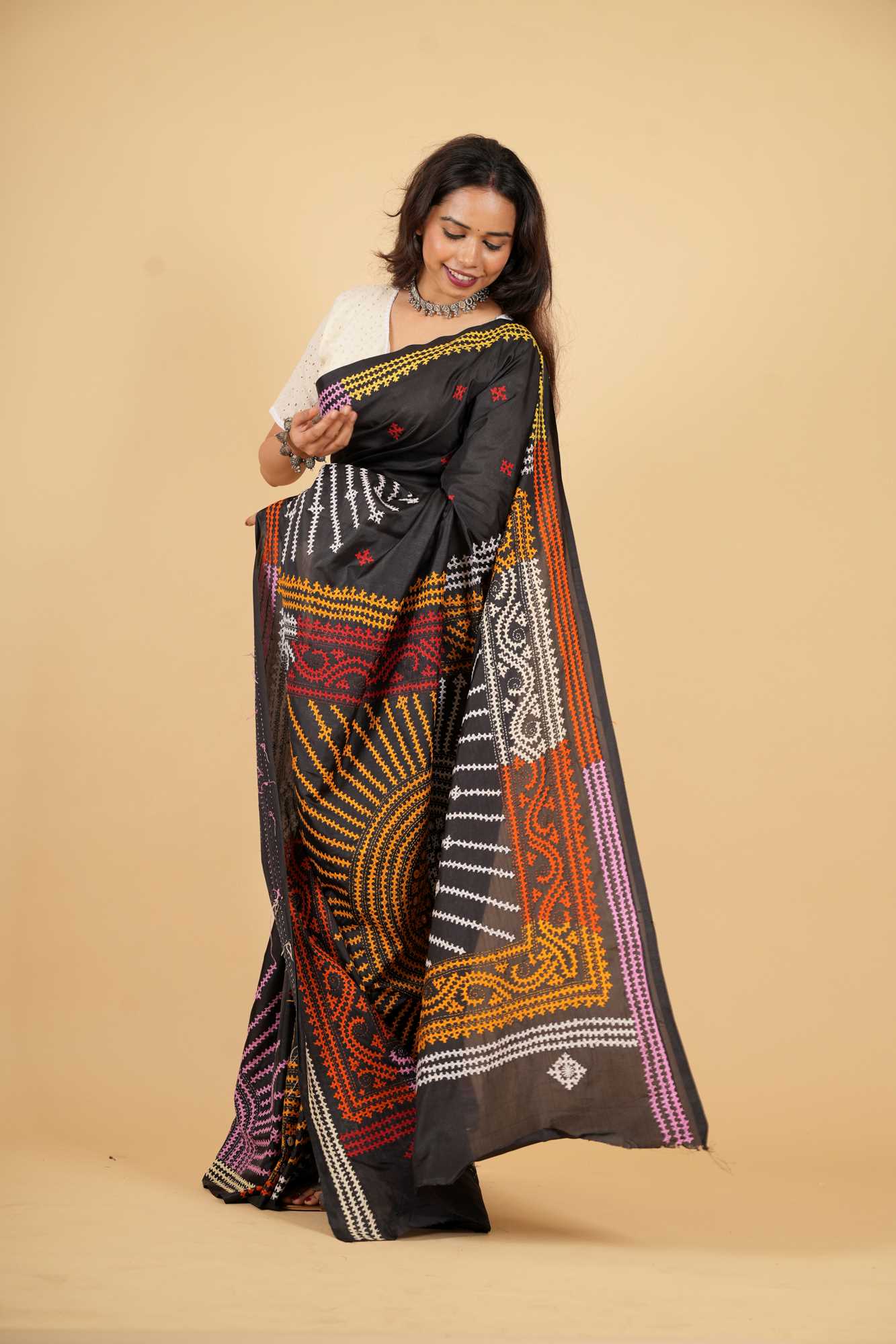 Black Bandhani-Inspired Heavy Resham Weave on Bangalore Silk Ready To wear Saree