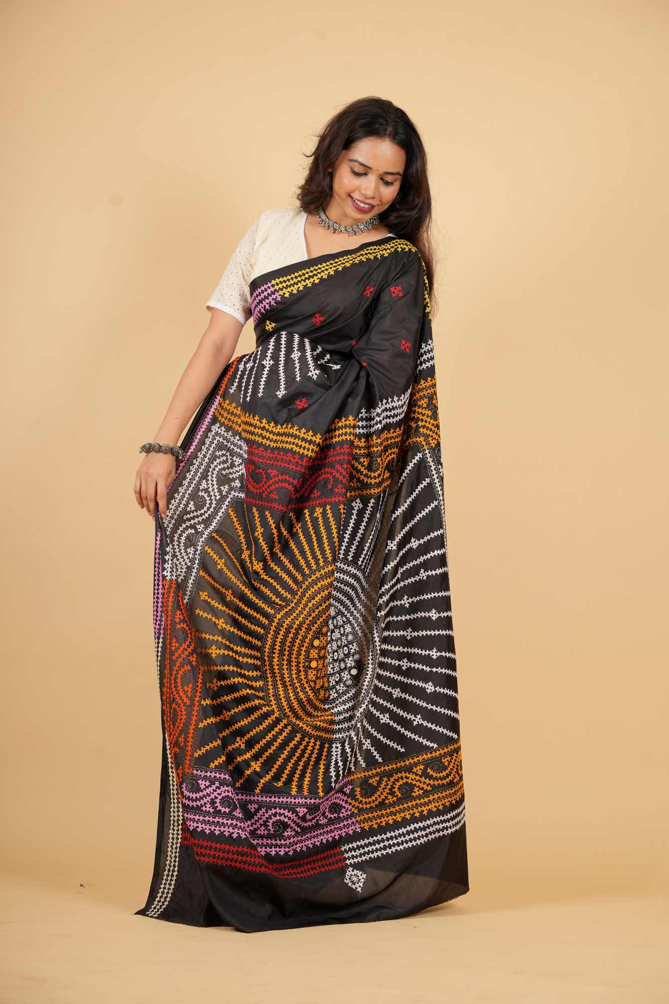 Black Bandhani-Inspired Heavy Resham Weave on Bangalore Silk Ready To wear Saree