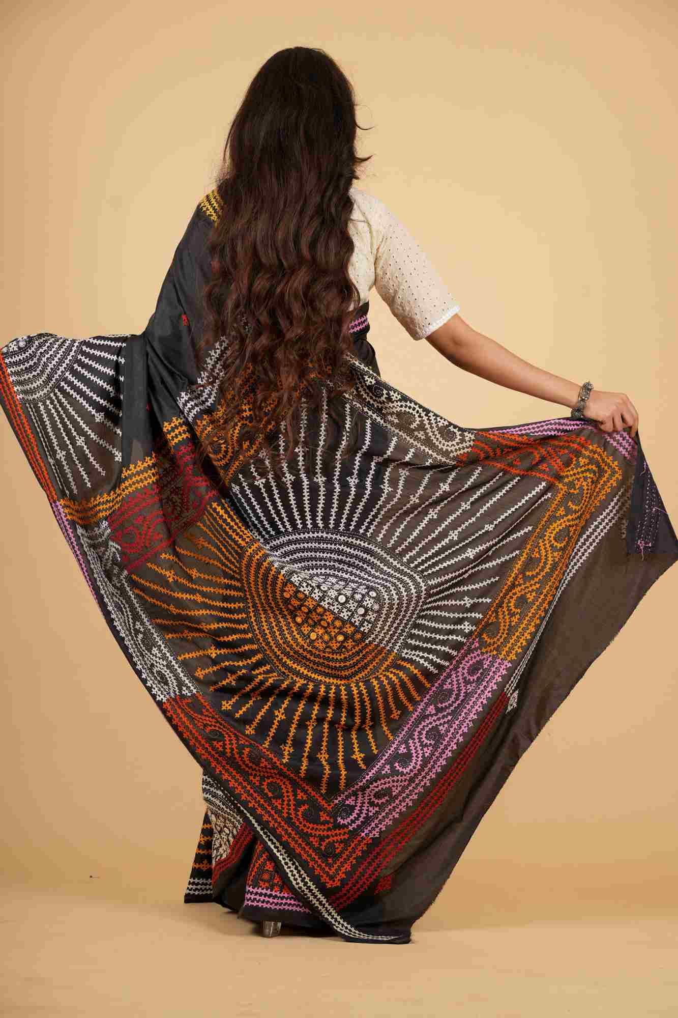 Black Bandhani-Inspired Heavy Resham Weave on Bangalore Silk Ready To wear Saree