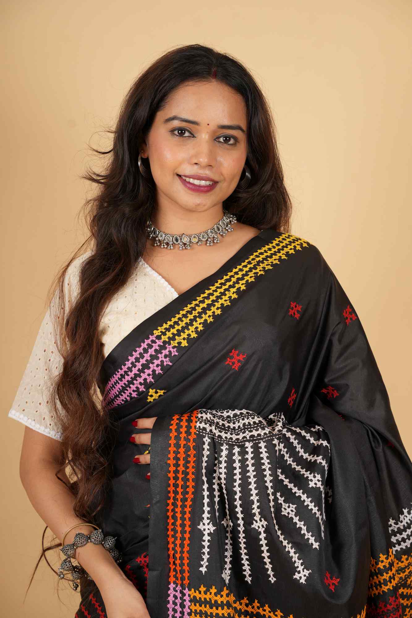 Black Bandhani-Inspired Heavy Resham Weave on Bangalore Silk Ready To wear Saree