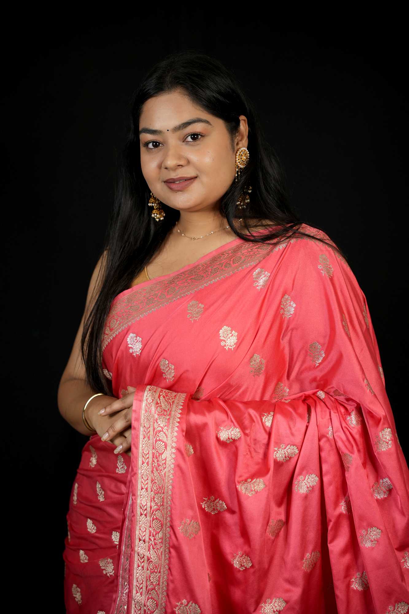 Mashru Silk with Silver Zari Floral Weaving Ready To Wear Saree