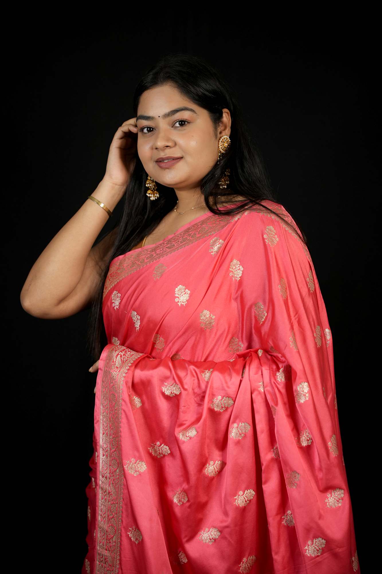 Mashru Silk with Silver Zari Floral Weaving Ready To Wear Saree