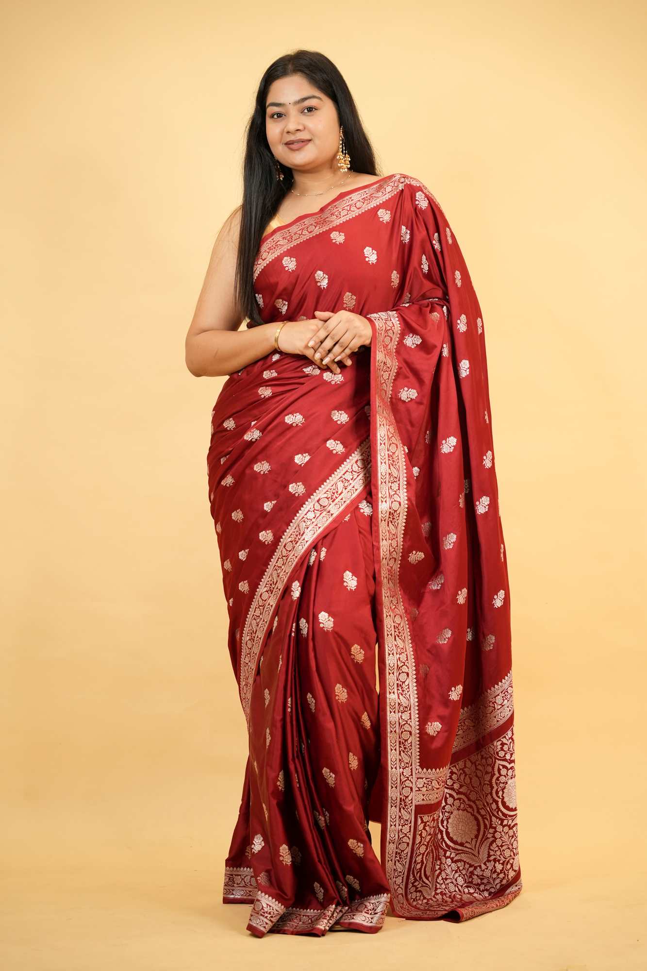 Mashru Banarasi Saree with Floral Zari Buta & Rich pallu Ready To Wear Saree