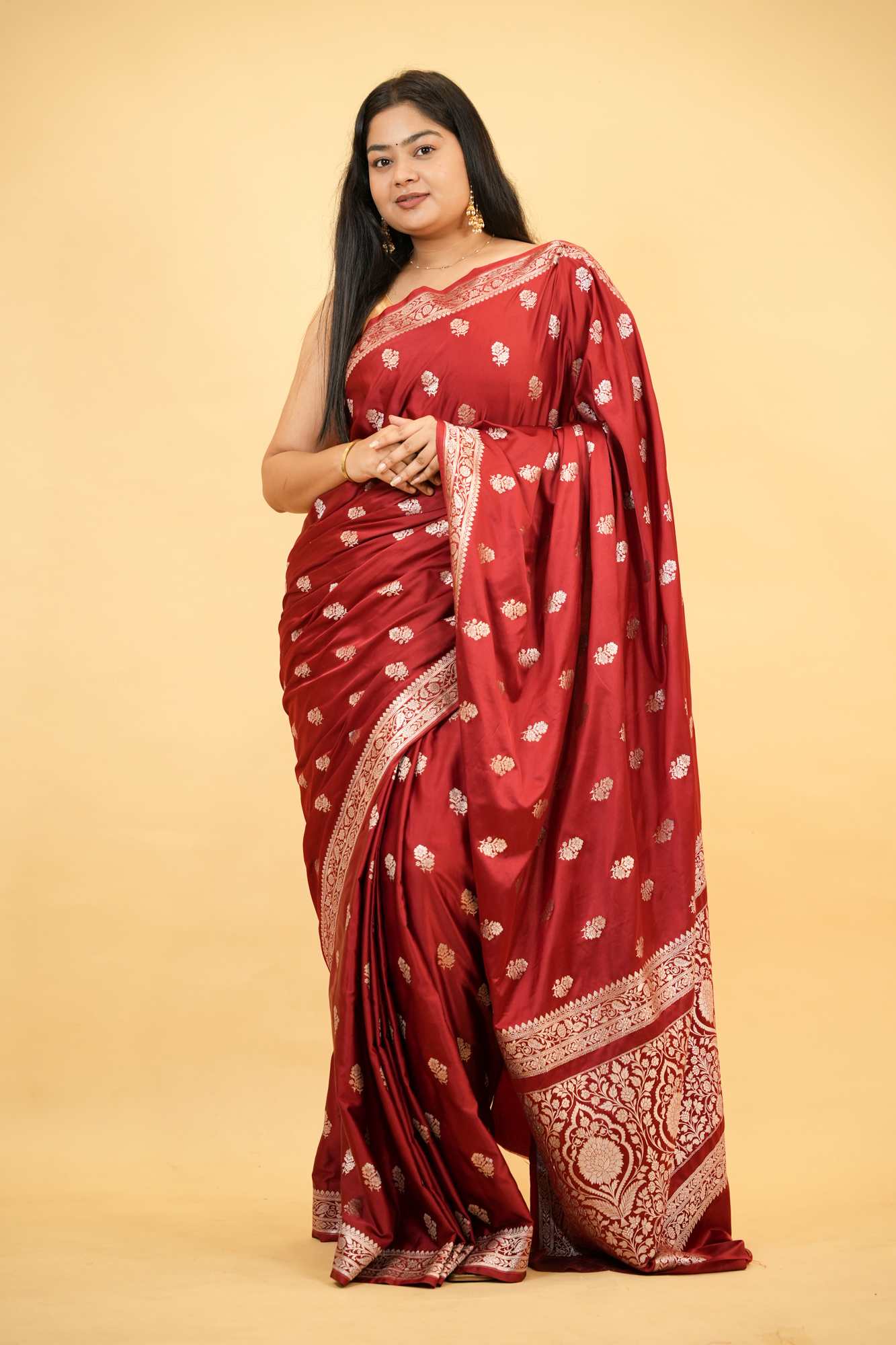 Mashru Banarasi Saree with Floral Zari Buta & Rich pallu Ready To Wear Saree