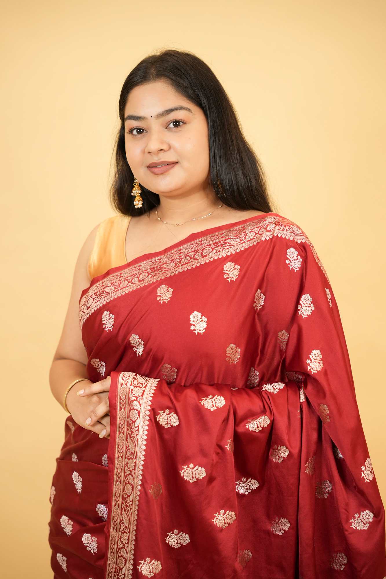 Mashru Banarasi Saree with Floral Zari Buta & Rich pallu Ready To Wear Saree