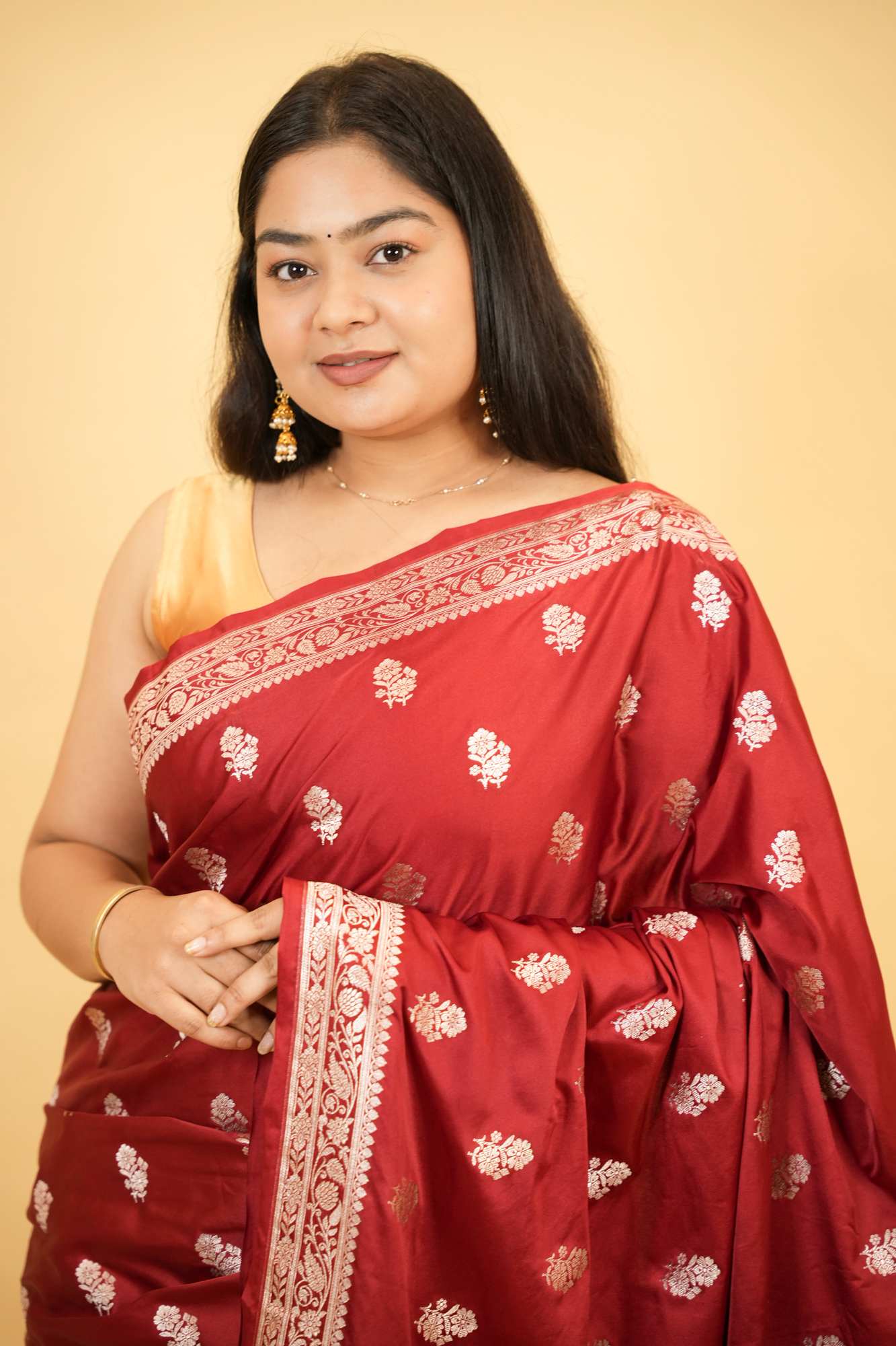 Mashru Banarasi Saree with Floral Zari Buta & Rich pallu Ready To Wear Saree