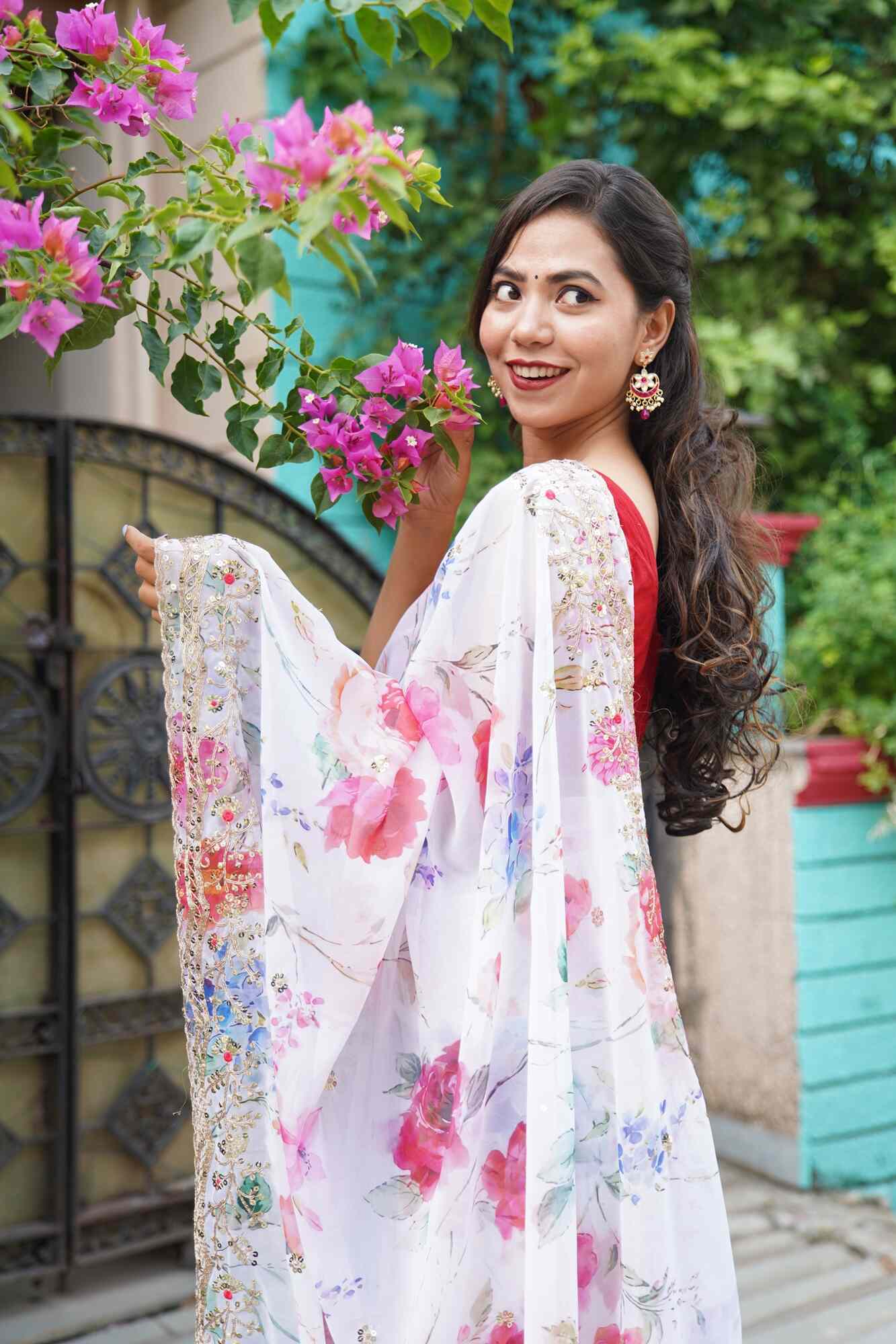 Ready to Wear Georgette Sequence And Sequins Work Wrap in 1 minute saree With Readymade Blouse - Isadora Life