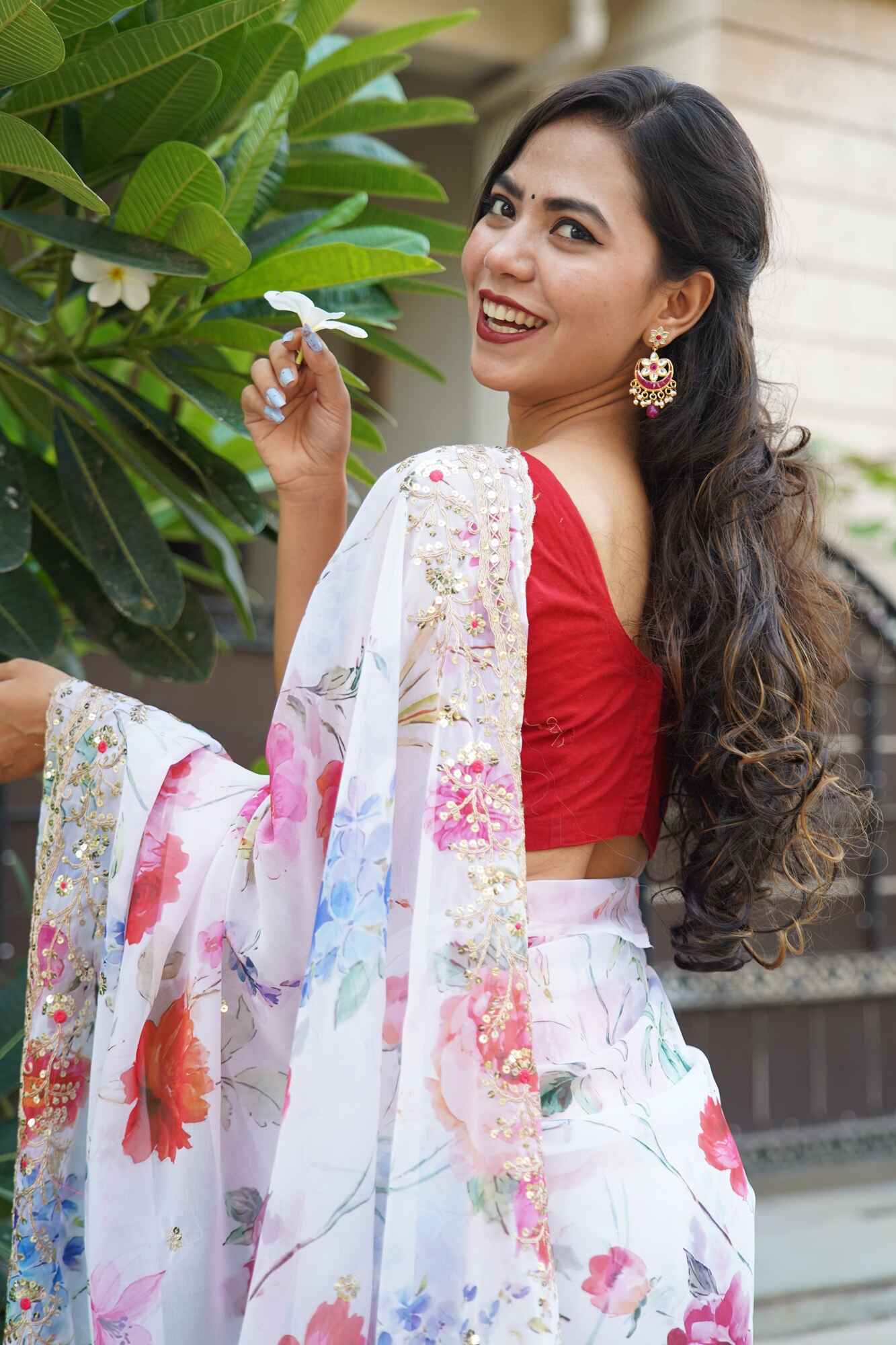 Ready to Wear Georgette Sequence And Sequins Work Wrap in 1 minute saree With Readymade Blouse - Isadora Life