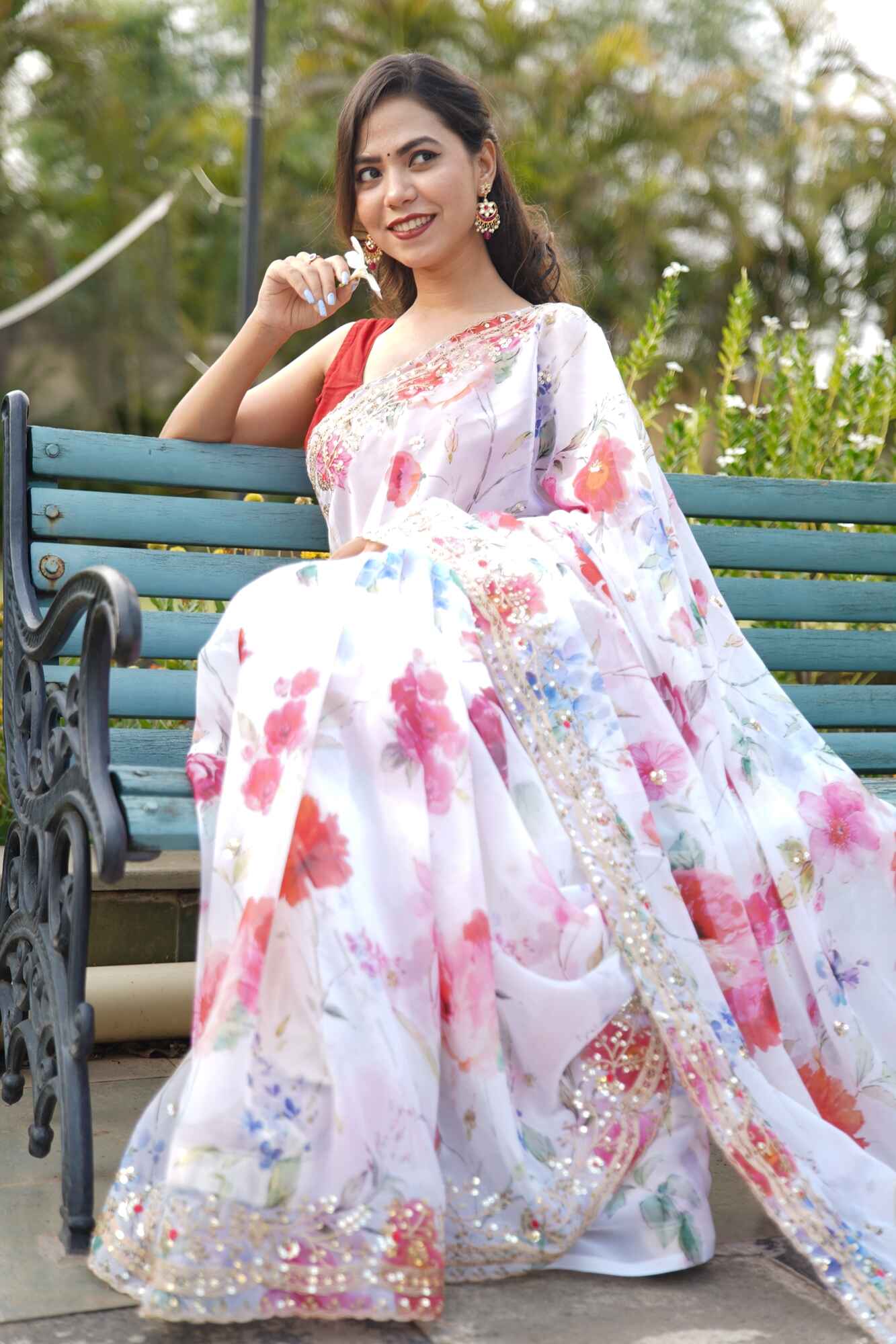 Ready to Wear Georgette Sequence And Sequins Work Wrap in 1 minute saree With Readymade Blouse - Isadora Life