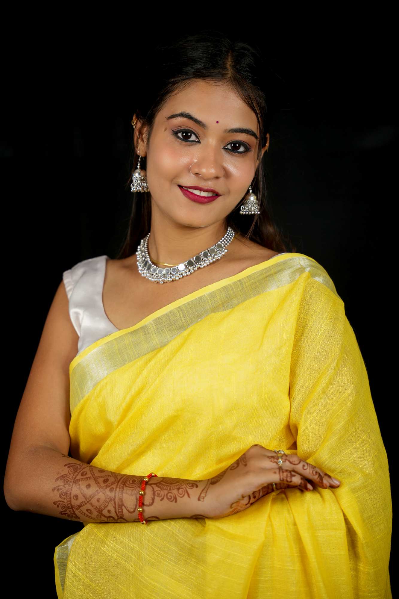 Yellow Linen Cotton with Handloom Weave Ready to Wear Saree