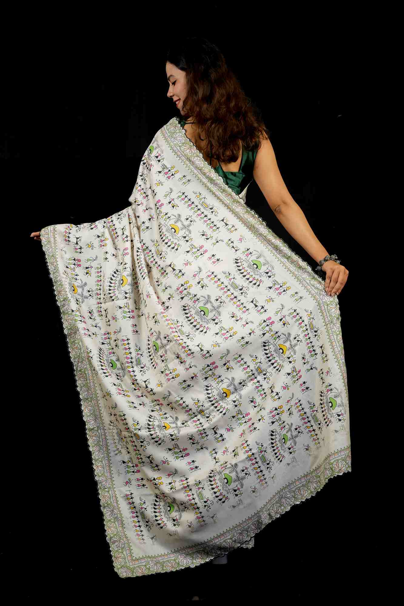 Drape That Dances With Stories — Tribal, Timeless, Yours Prestitched Warli Art Saree
