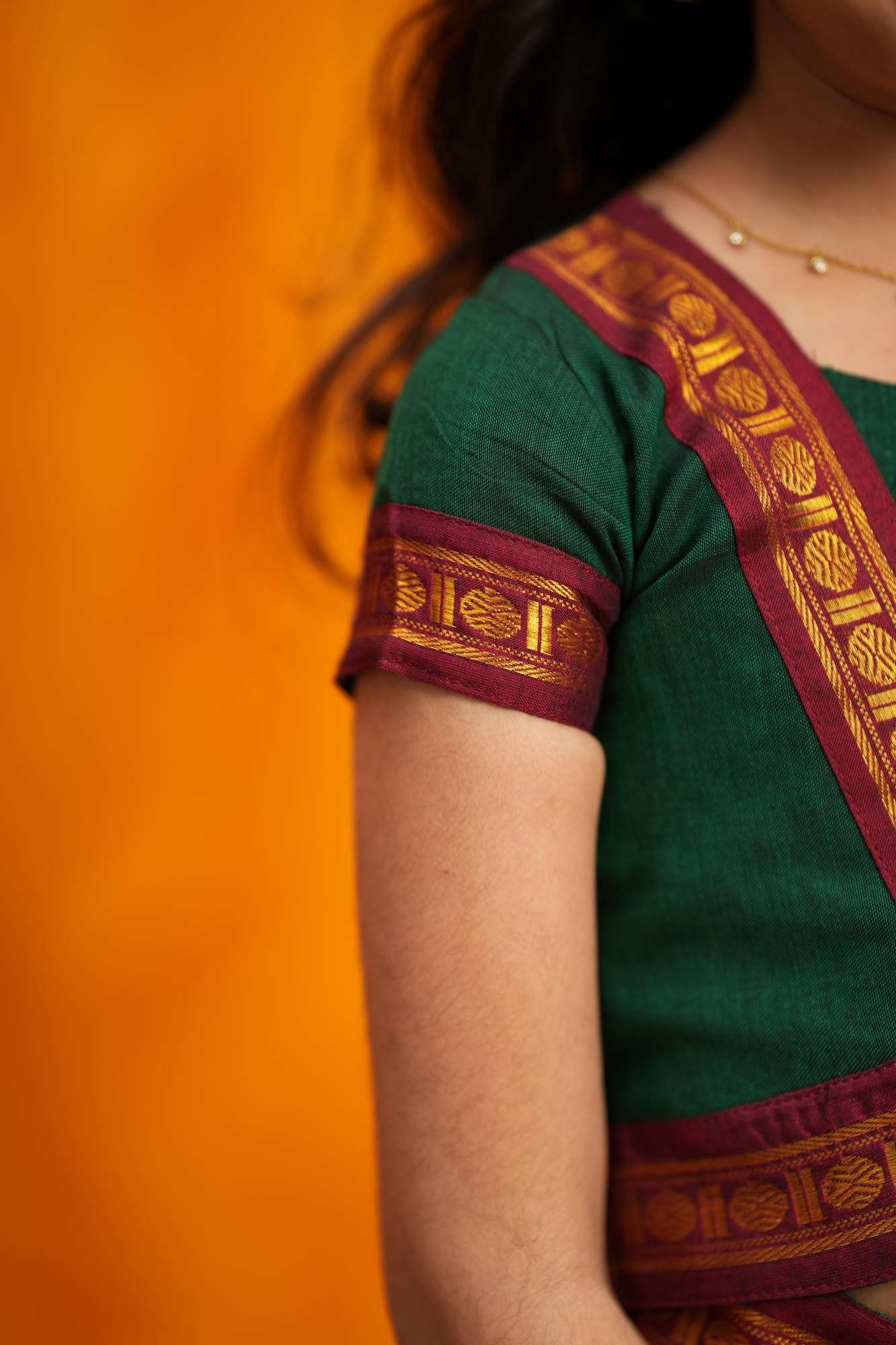 Sreeja Green Handwoven Lehenga Mini | Made To Order