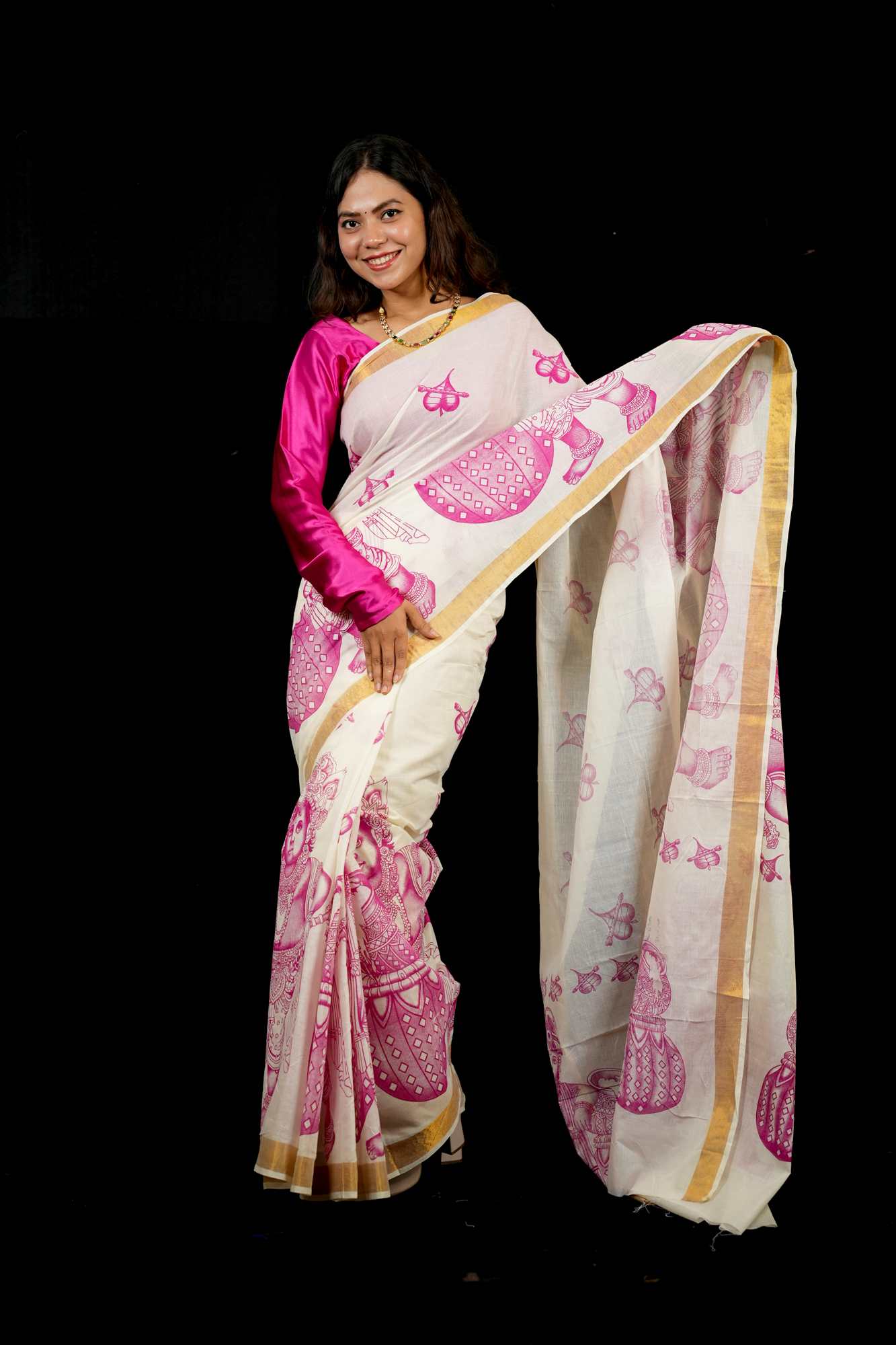 Bal Krishna Kerala kasavu ready to wear saree