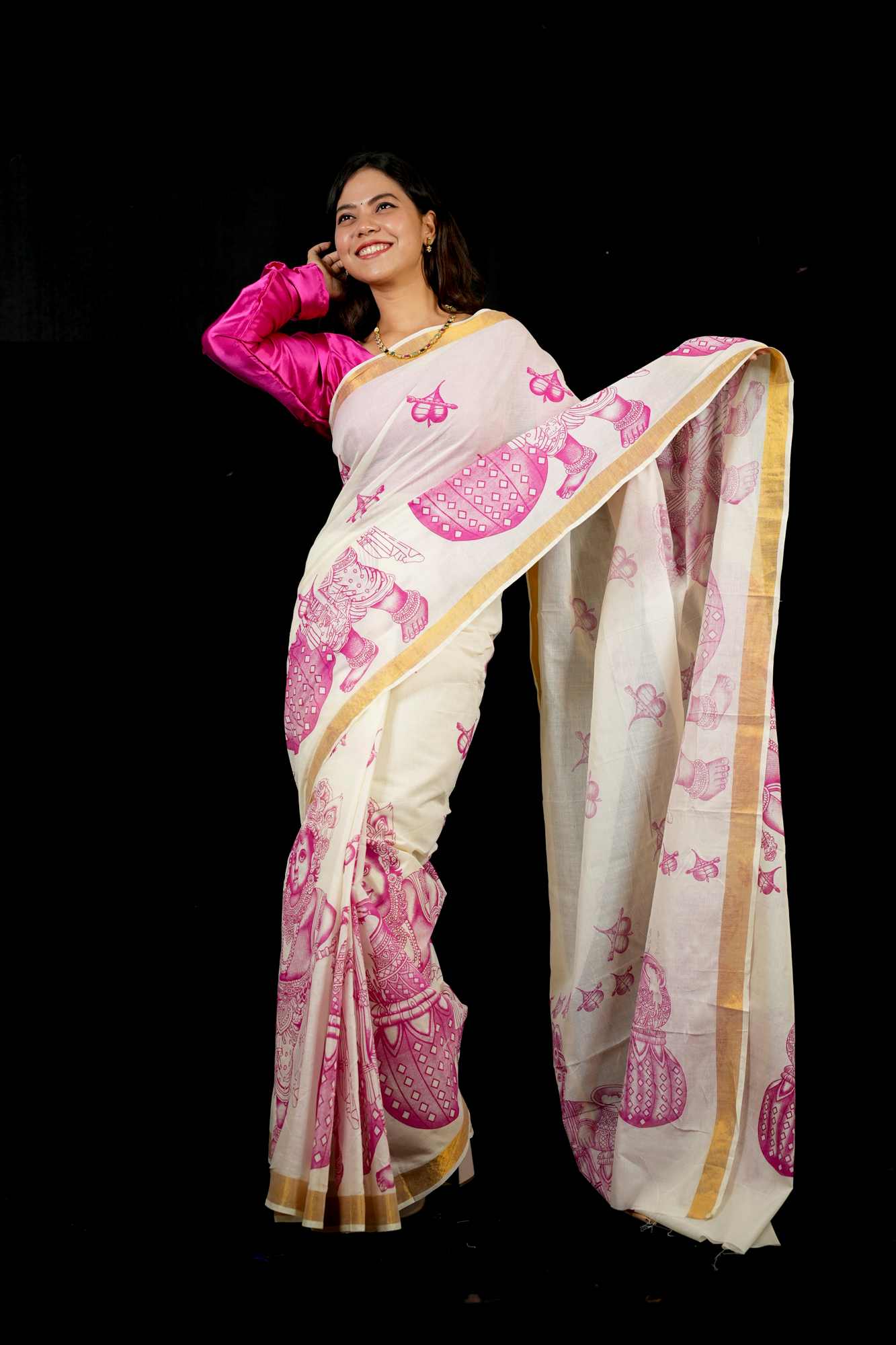 Bal Krishna Kerala kasavu ready to wear saree