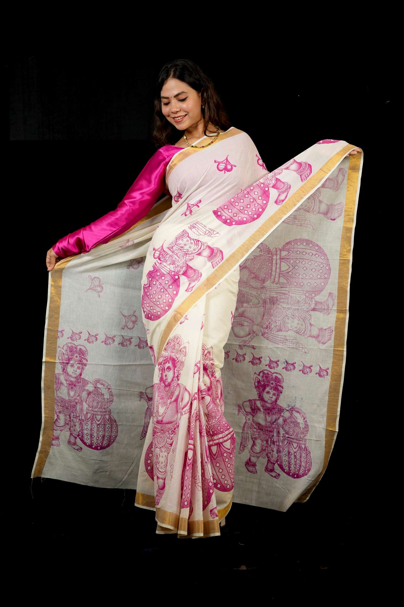 Bal Krishna Kerala kasavu ready to wear saree