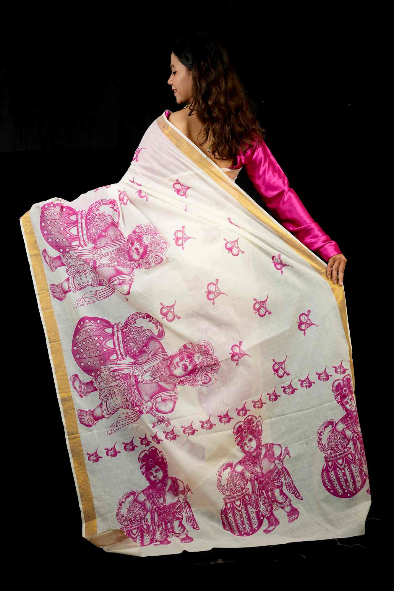 Bal Krishna Kerala kasavu ready to wear saree