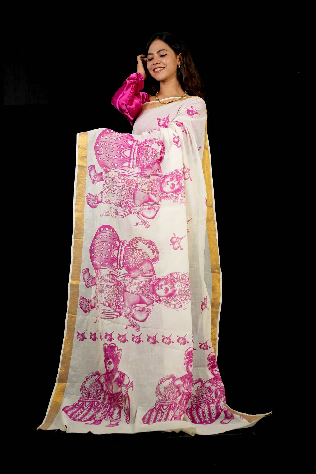 Bal Krishna Kerala kasavu ready to wear saree