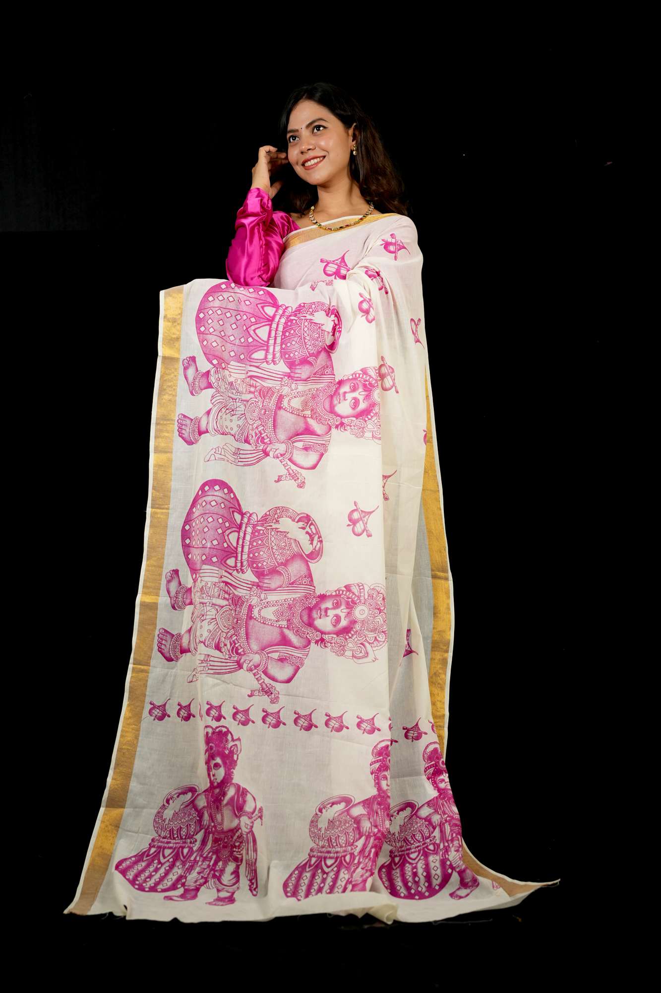 Bal Krishna Kerala kasavu ready to wear saree