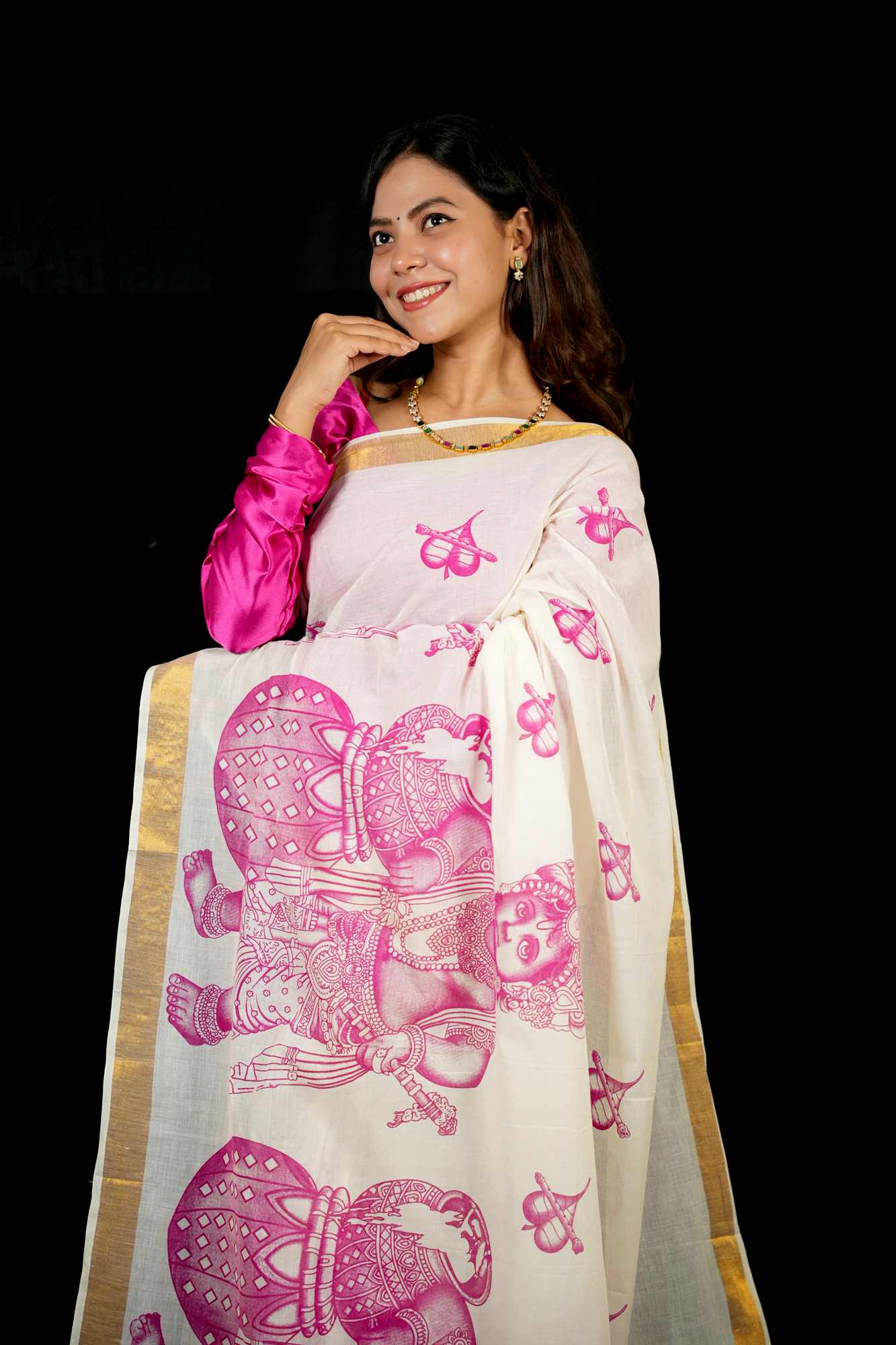 Bal Krishna Kerala kasavu ready to wear saree