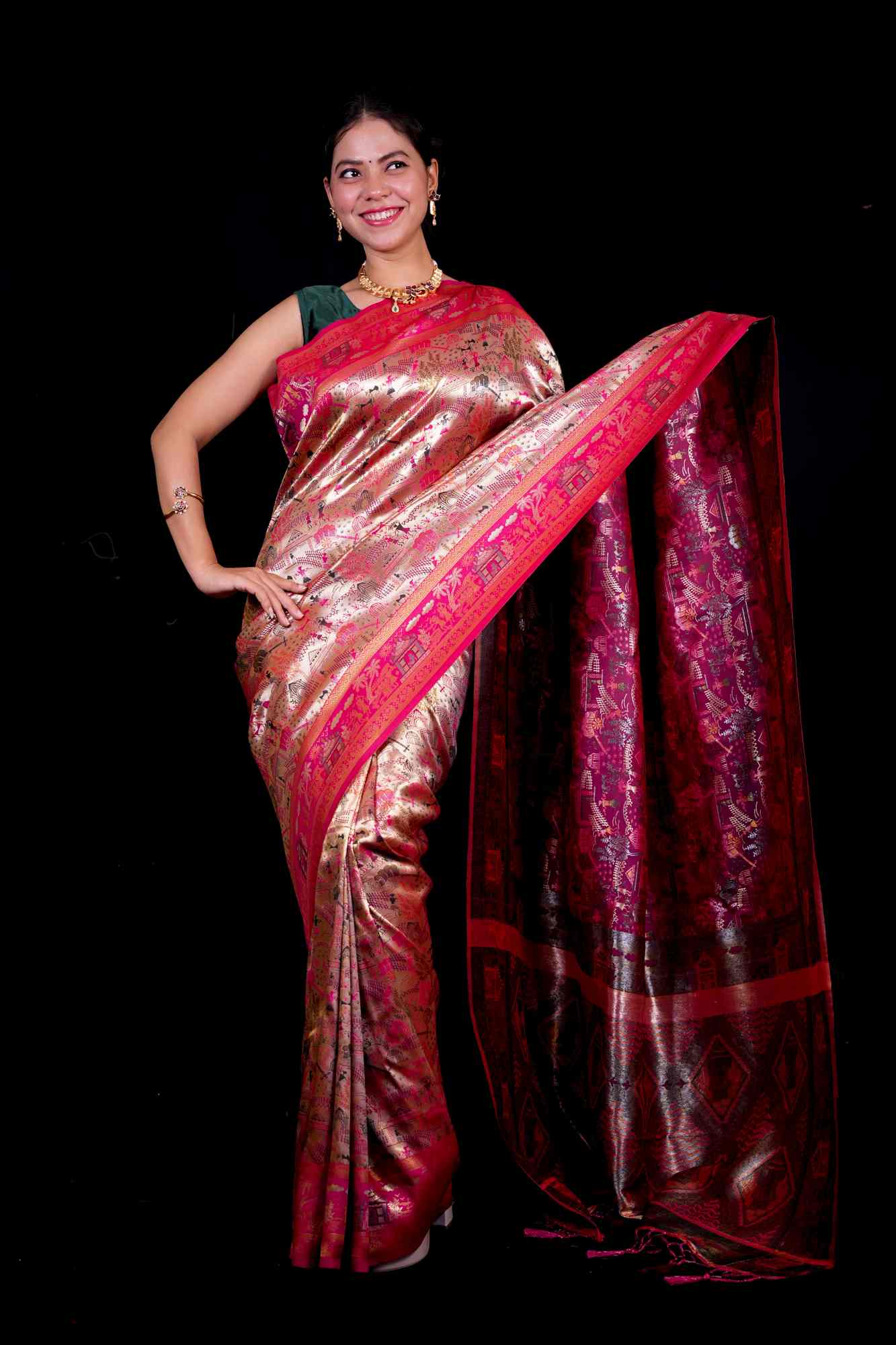 Banarasi Minakari work Ready To Wear Saree