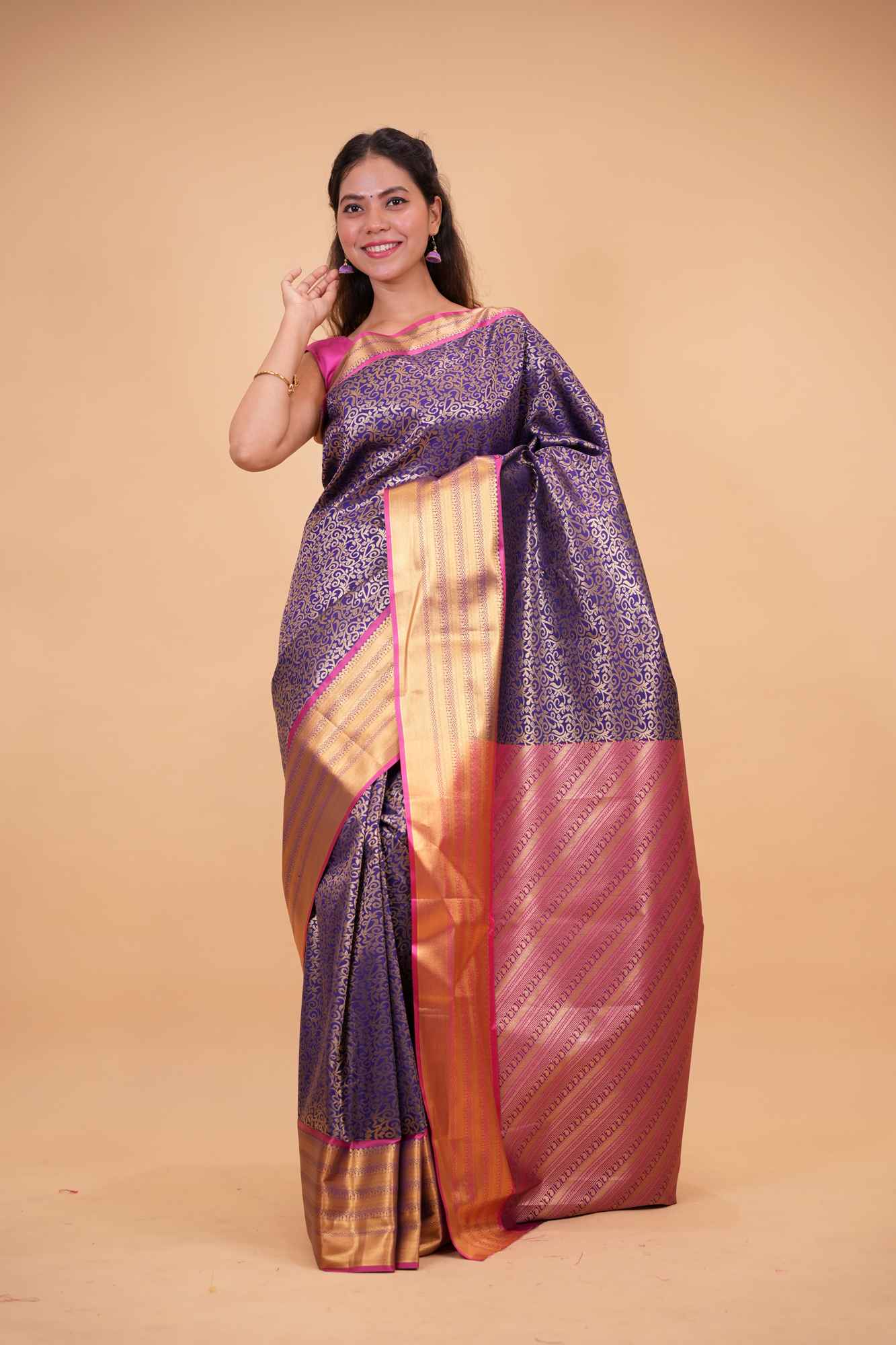 Kanjeevaram prestitched saree