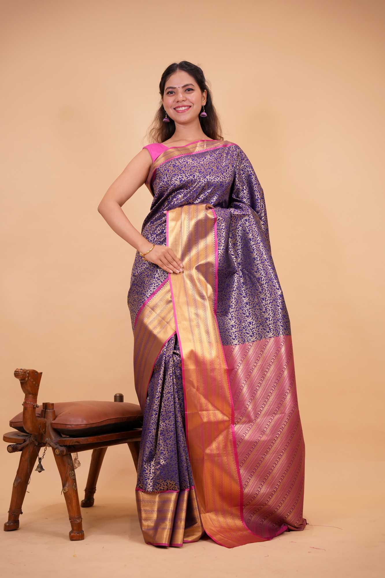 Kanjeevaram prestitched saree