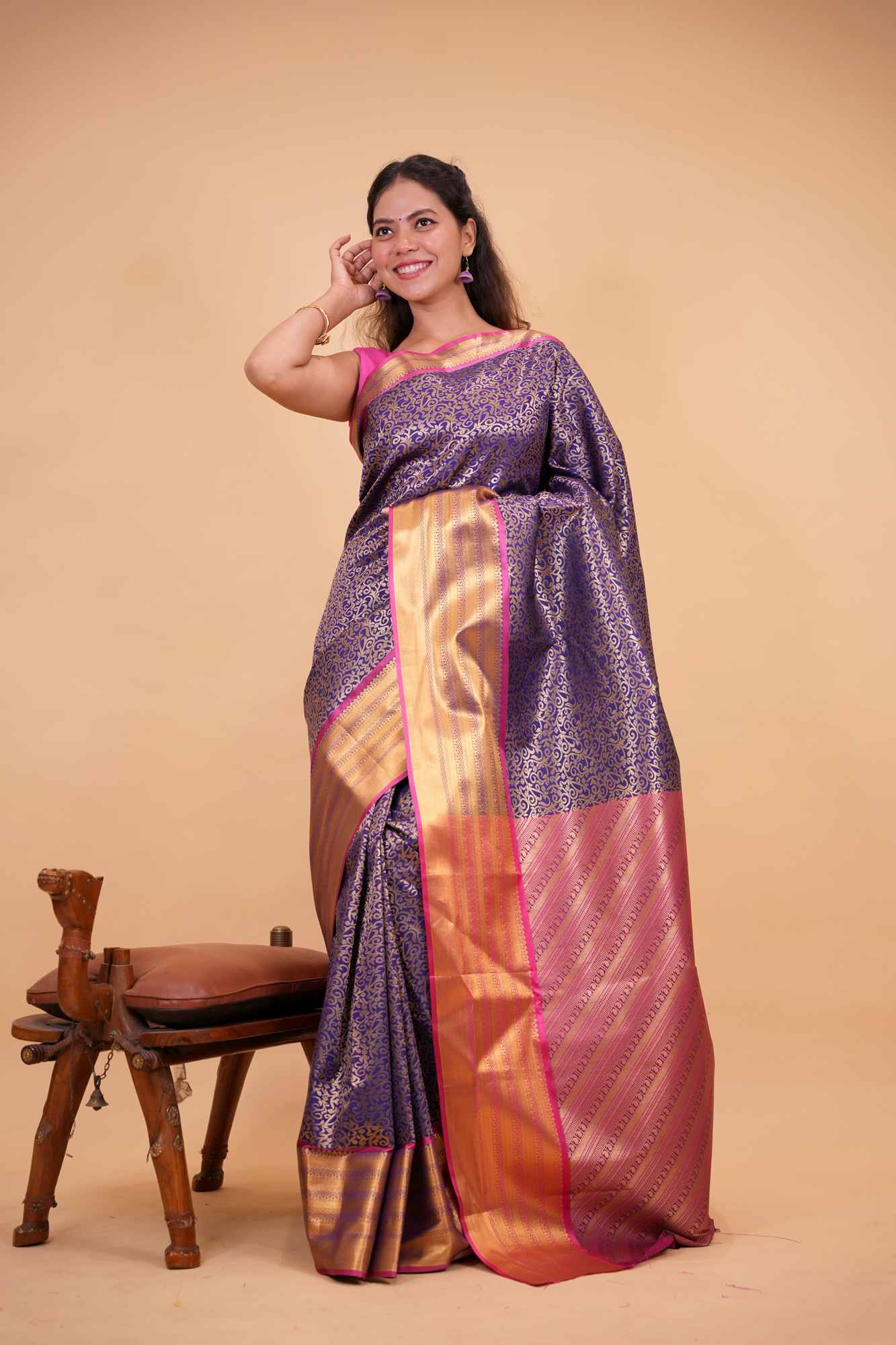 Kanjeevaram prestitched saree