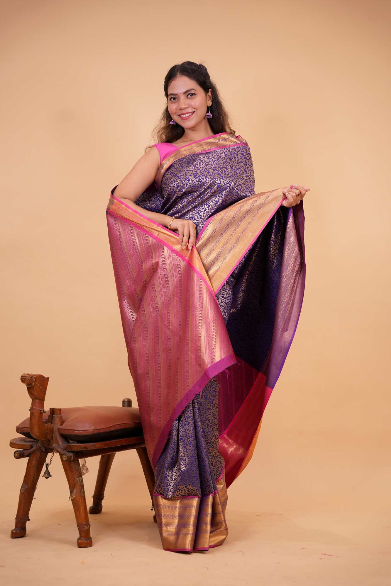 Kanjeevaram prestitched saree