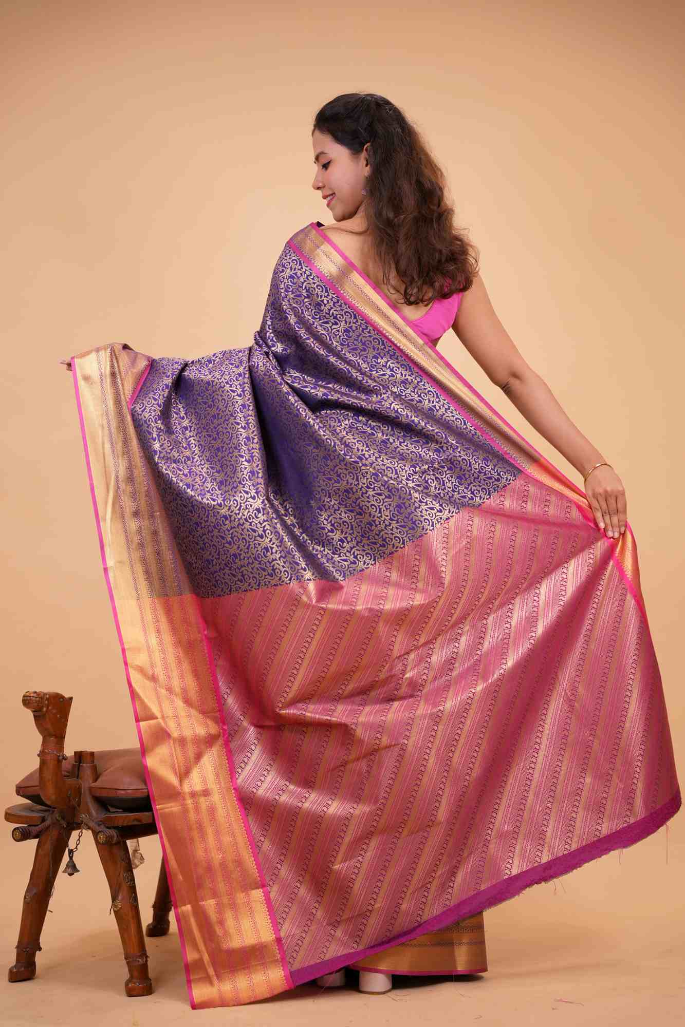Kanjeevaram prestitched saree