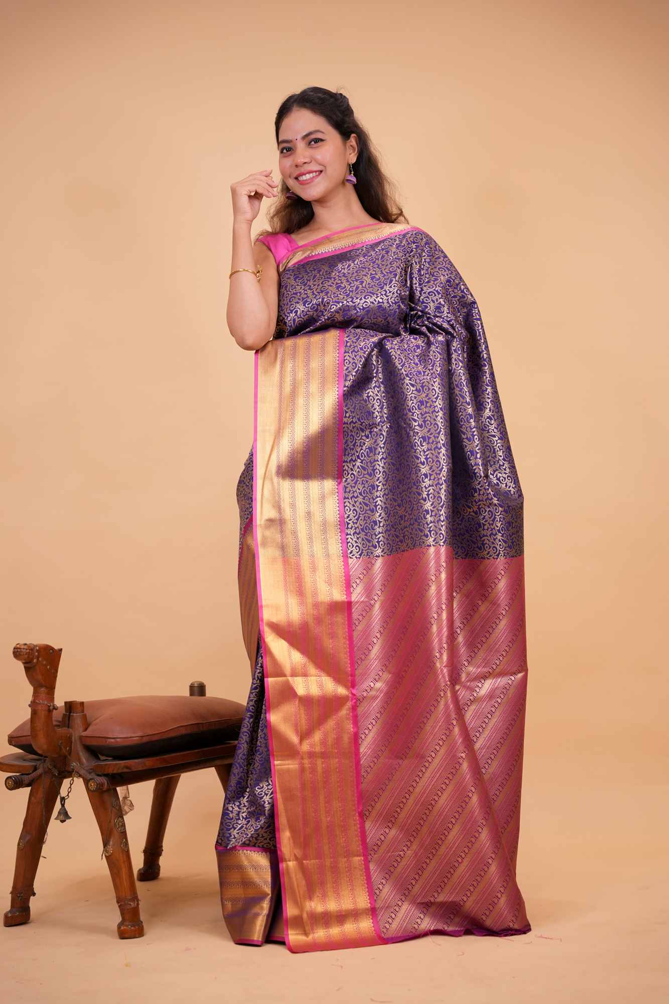 Kanjeevaram prestitched saree