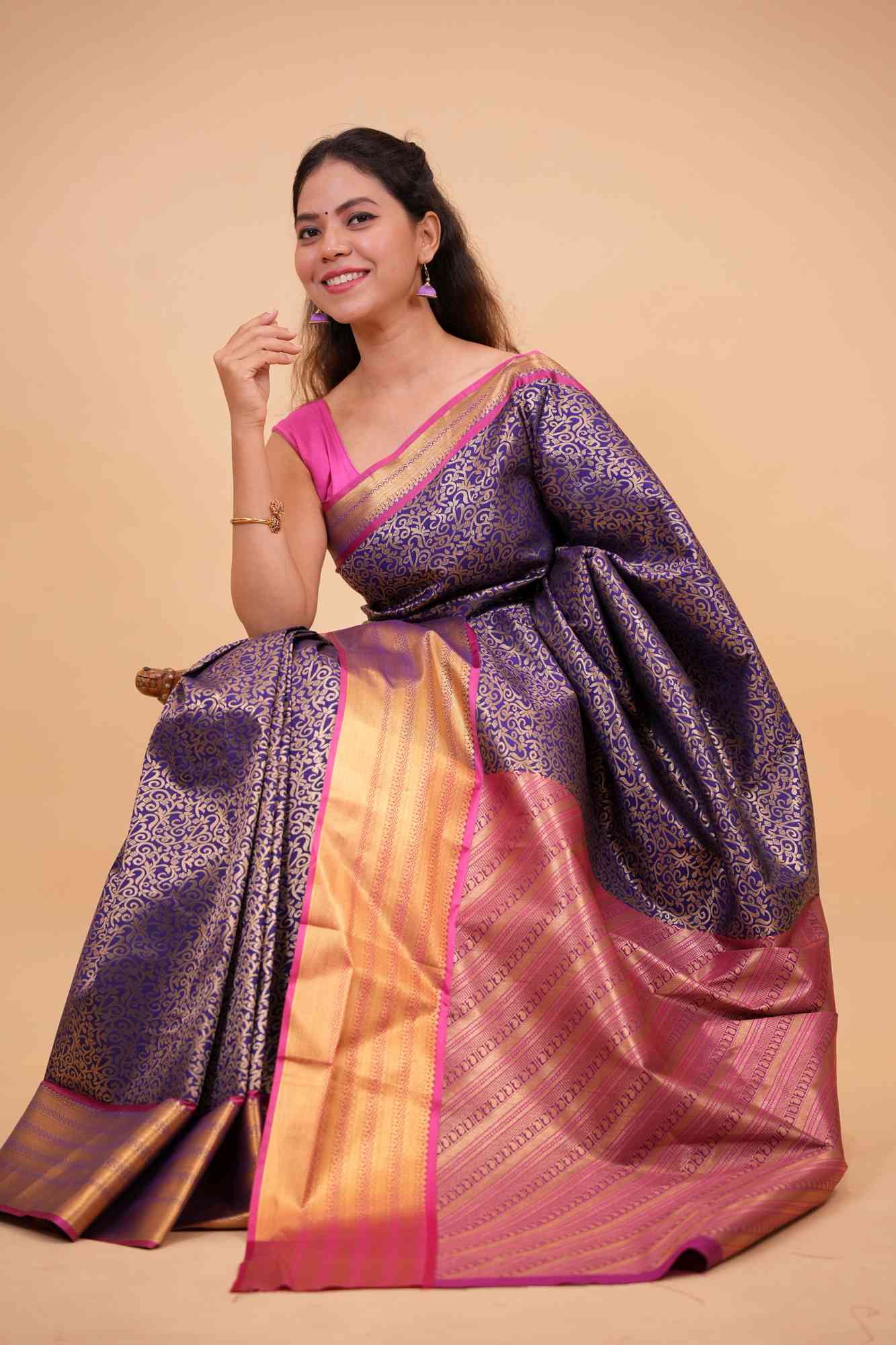 Kanjeevaram prestitched saree