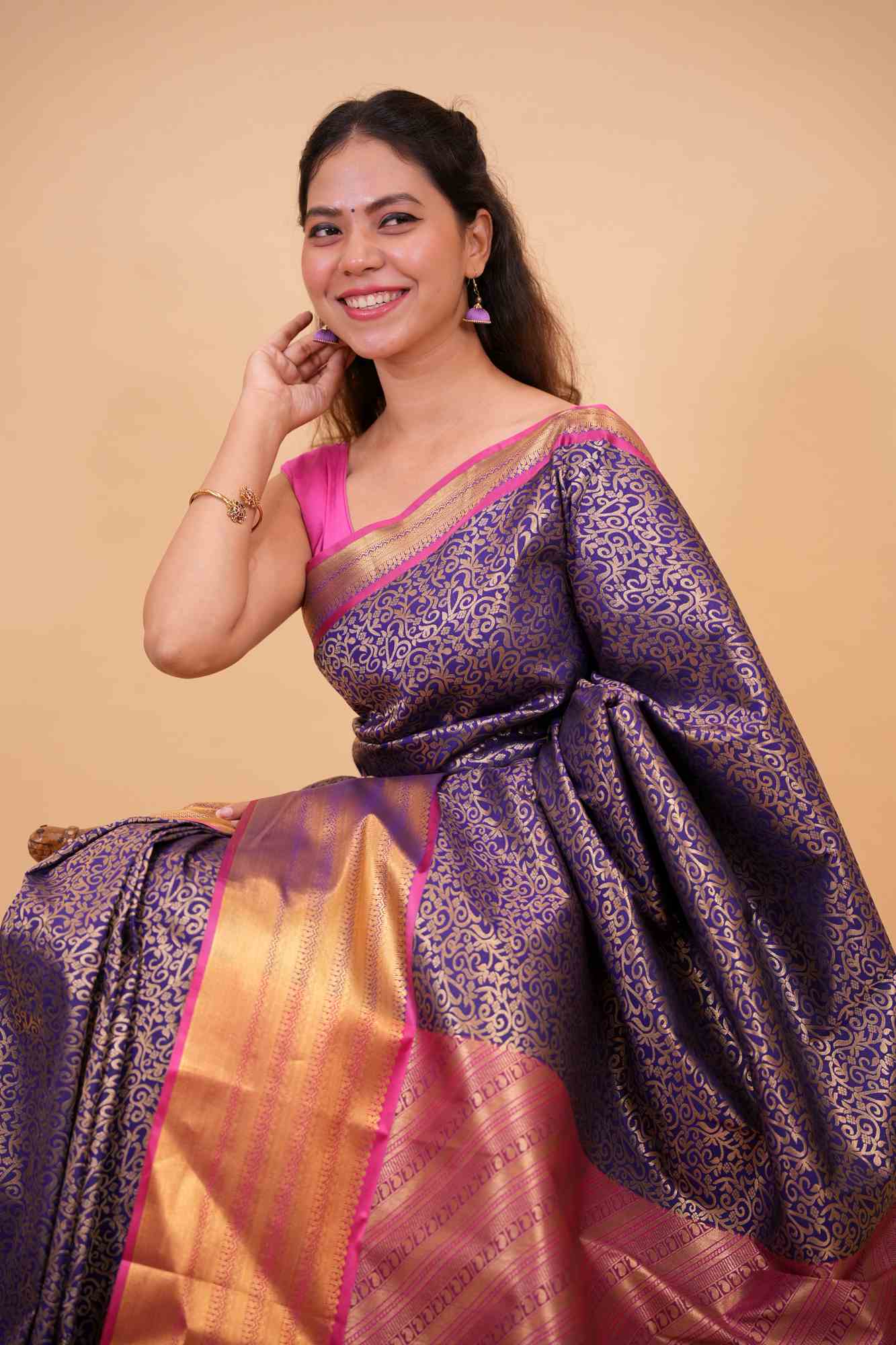 Kanjeevaram prestitched saree