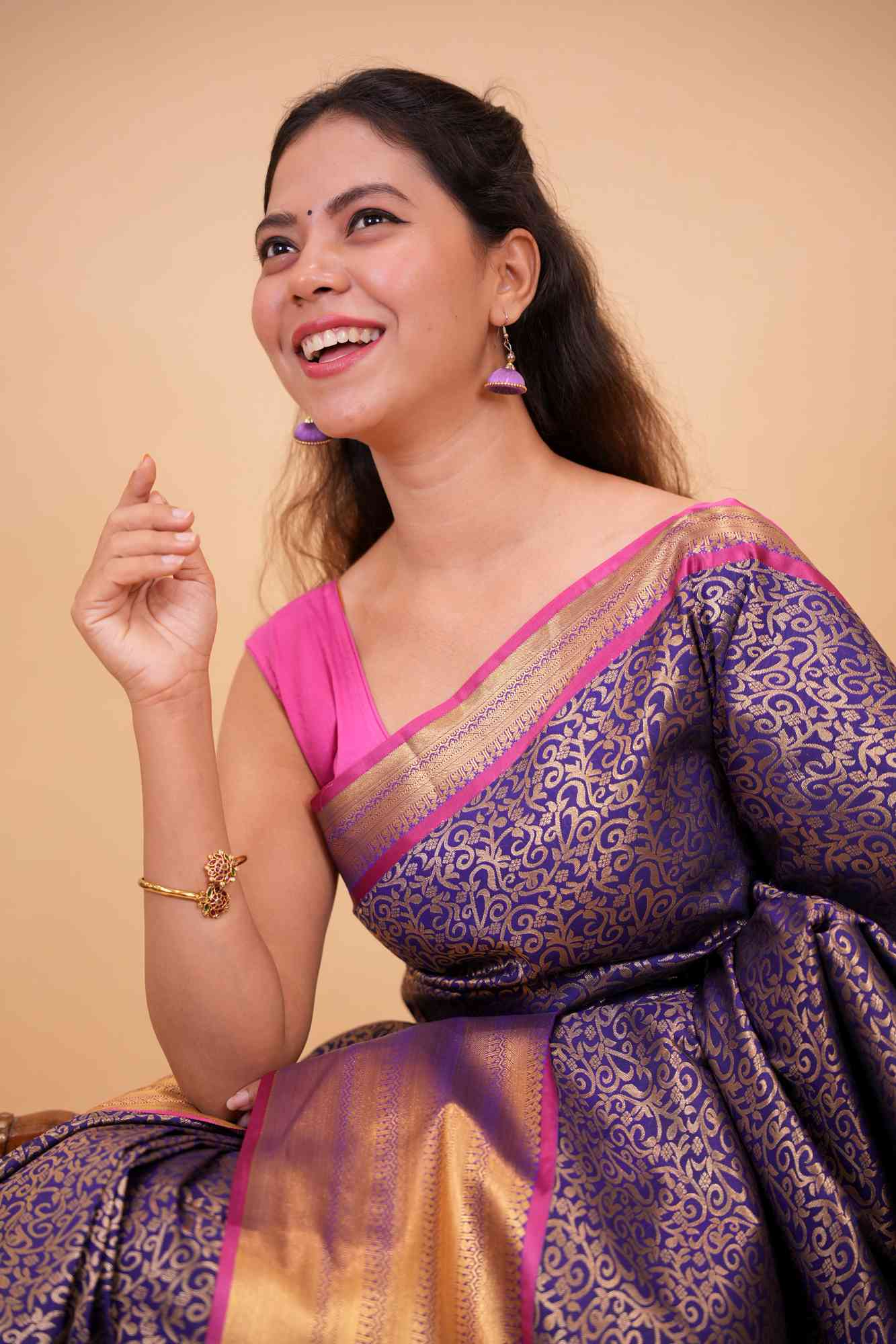 Kanjeevaram prestitched saree