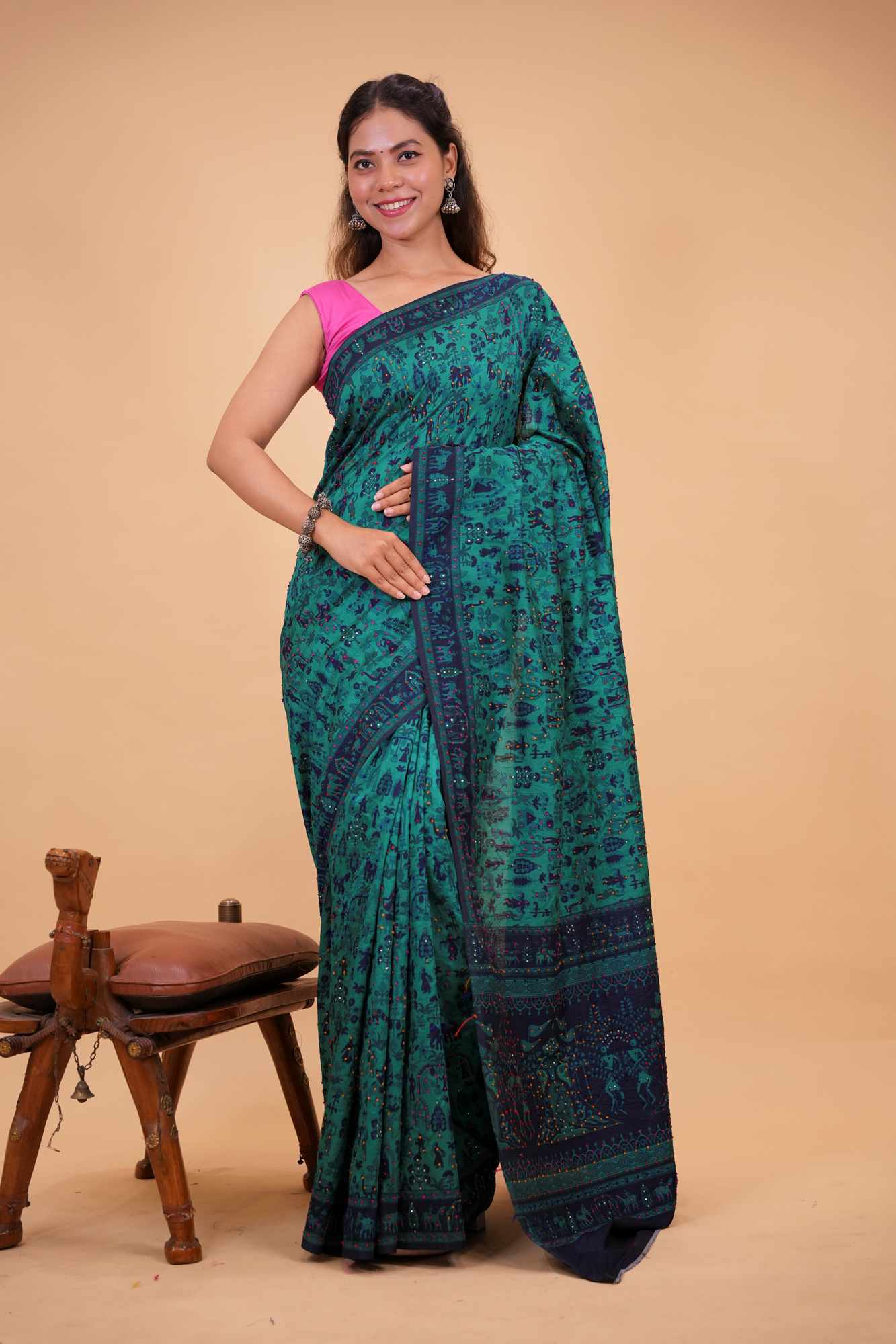 Premium Handloom Silk Designer Multi Thread Work Ready To Wear Saree