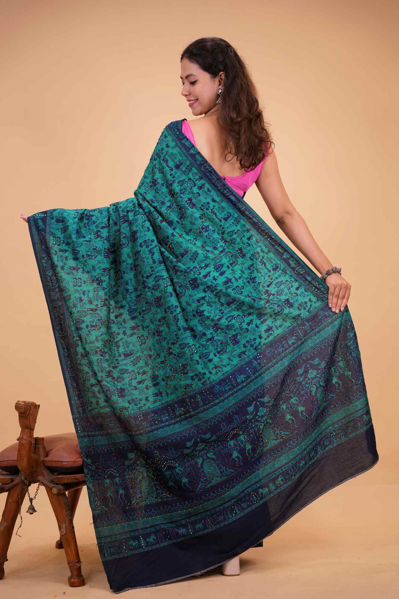 Premium Handloom Silk Designer Multi Thread Work Ready To Wear Saree