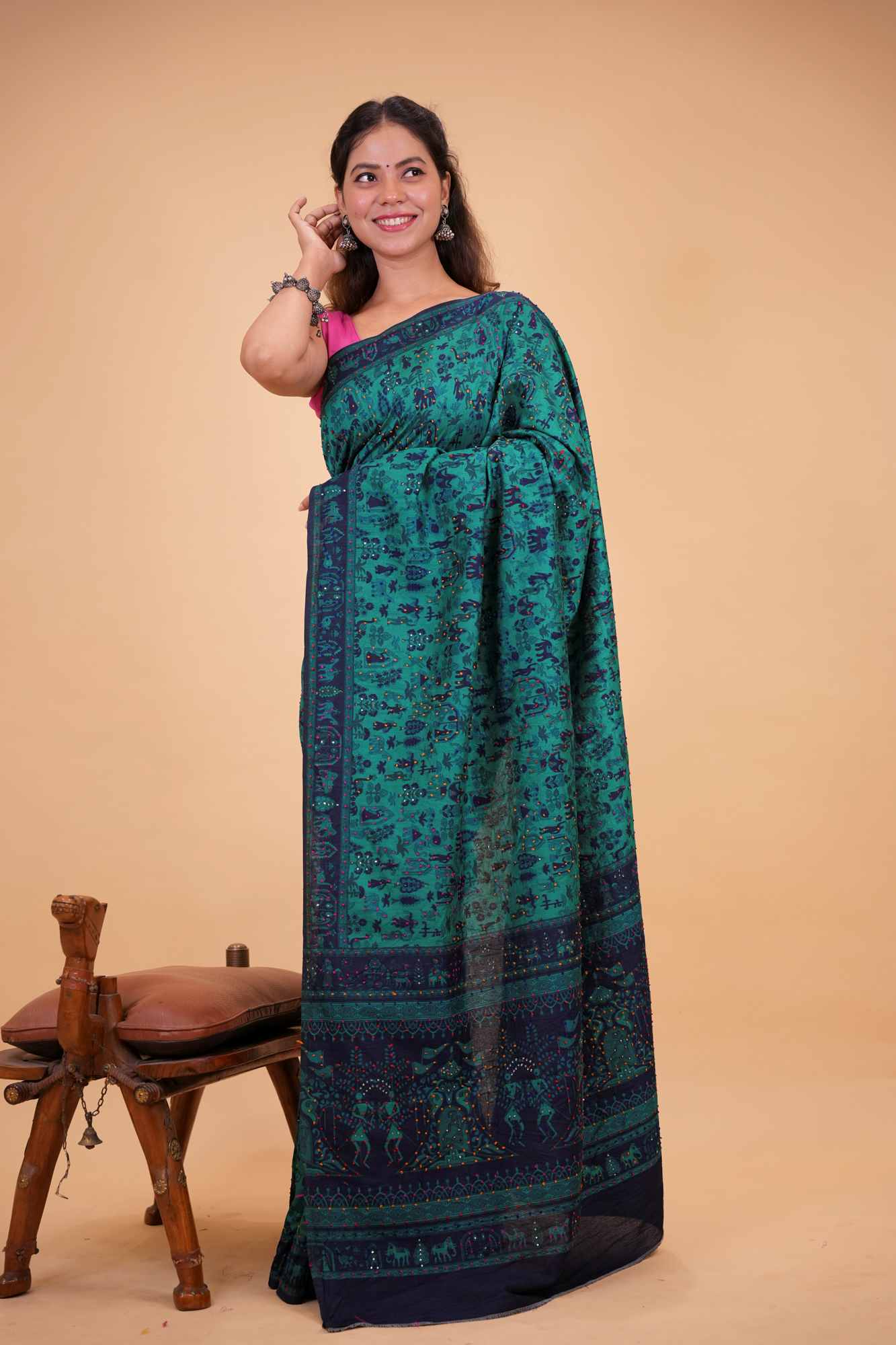 Premium Handloom Silk Designer Multi Thread Work Ready To Wear Saree