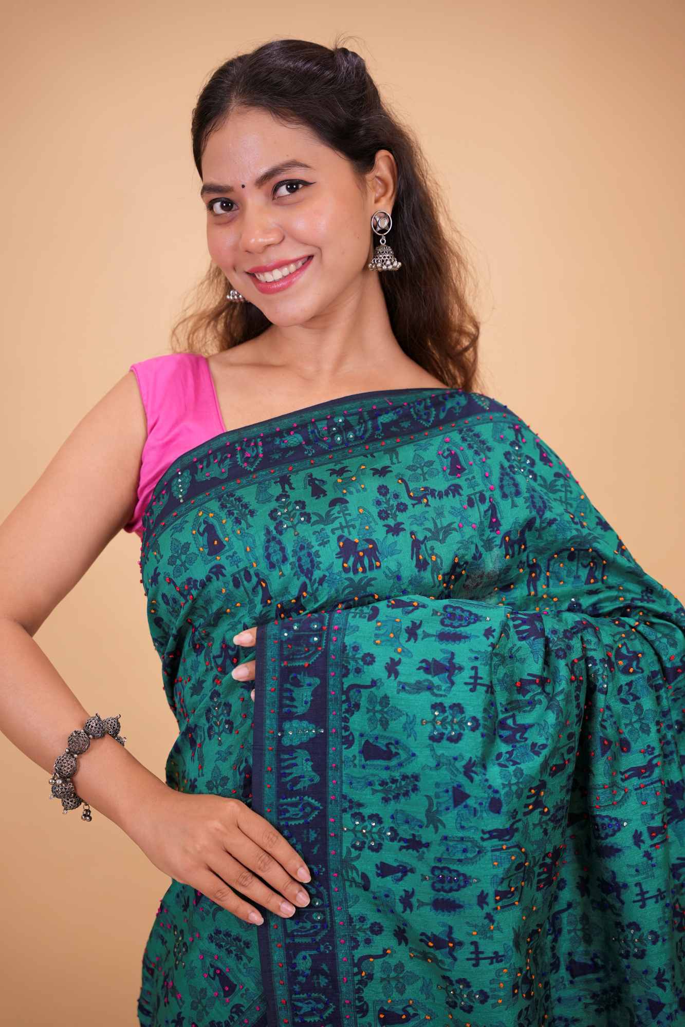 Premium Handloom Silk Designer Multi Thread Work Ready To Wear Saree