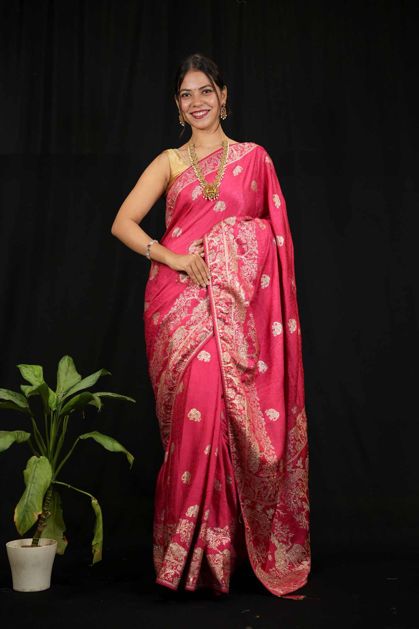 Karwachauth Special - Banarasi Sequin Embellished Ready to Wear Saree