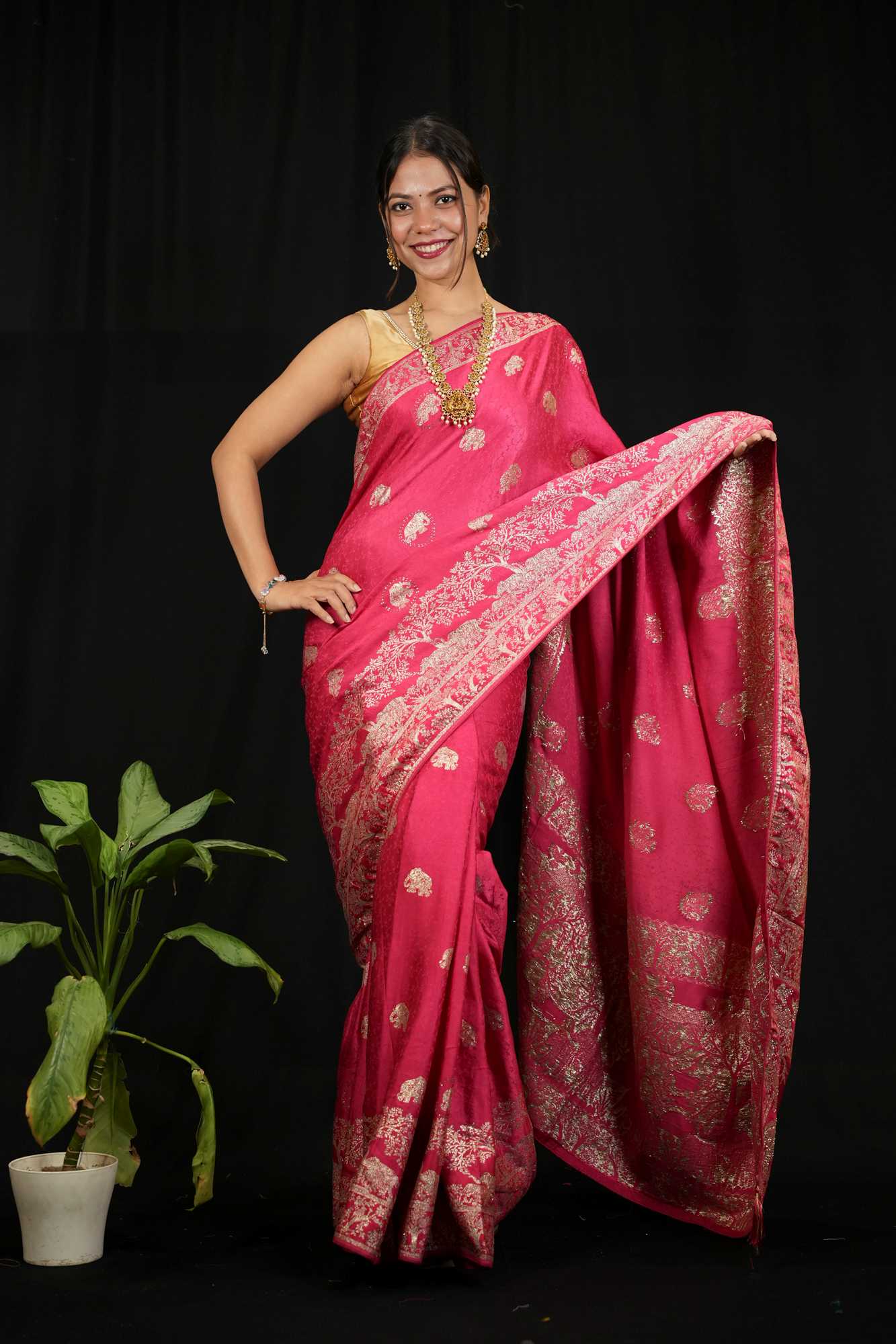 Karwachauth Special - Banarasi Sequin Embellished Ready to Wear Saree