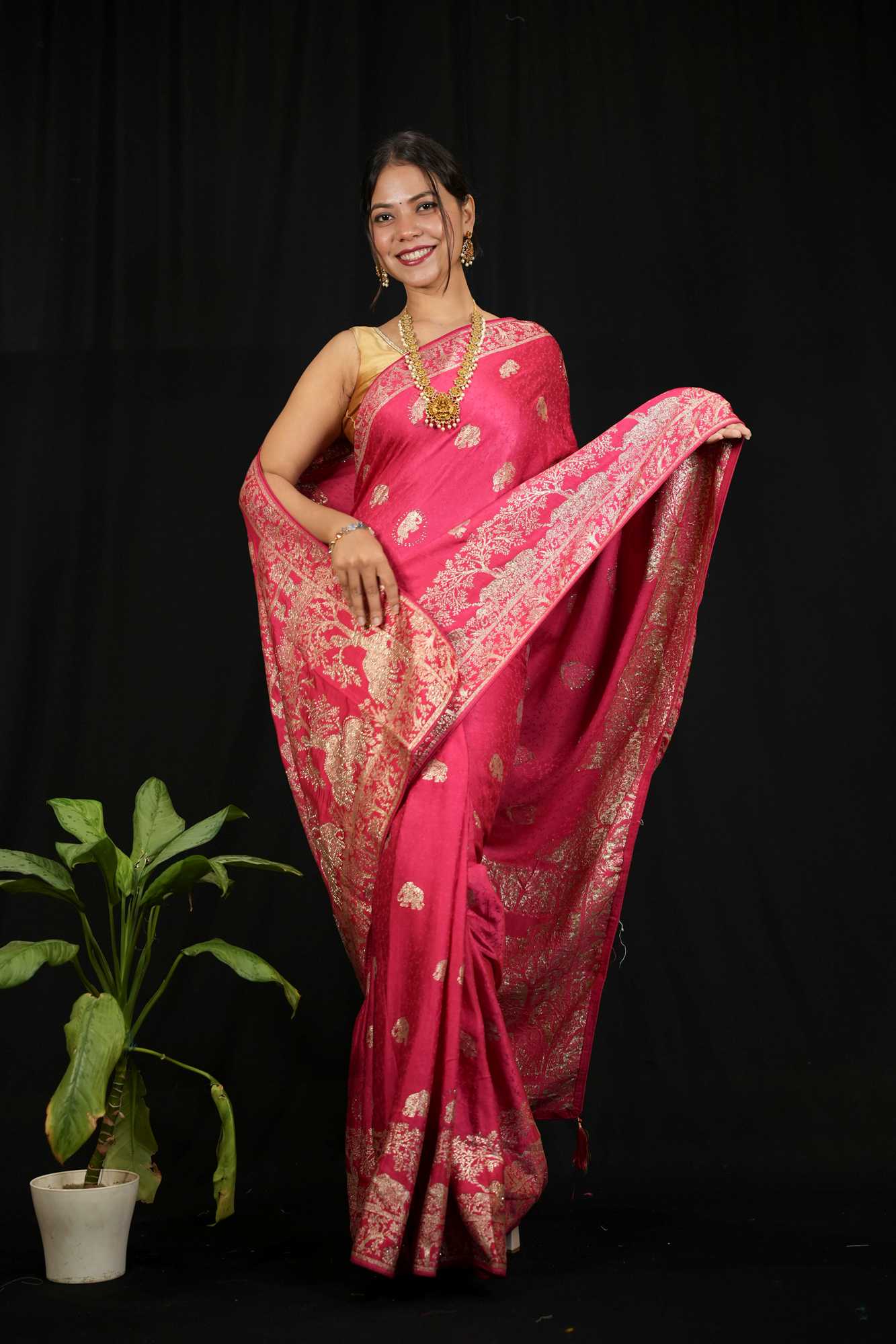 Karwachauth Special - Banarasi Sequin Embellished Ready to Wear Saree