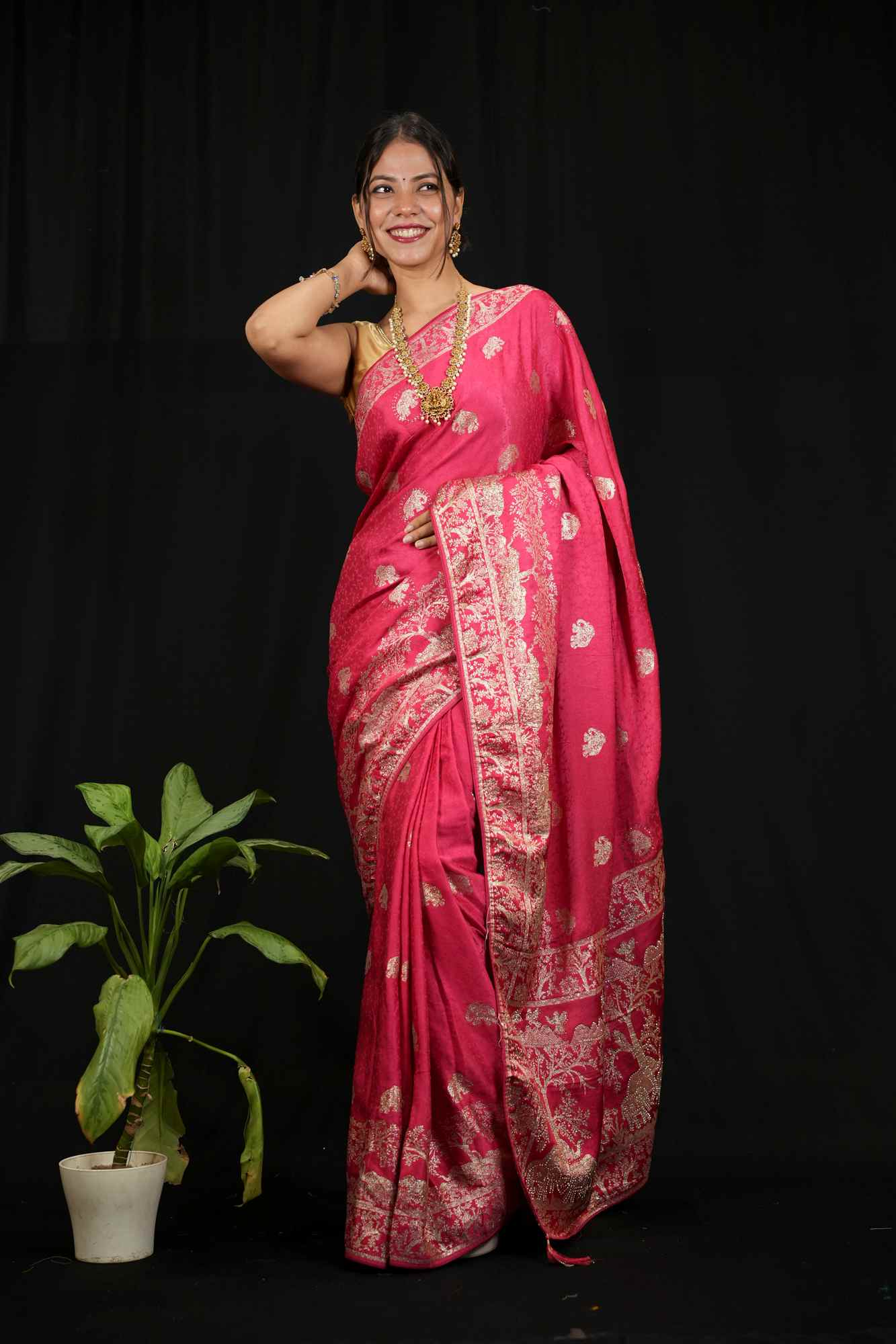 Karwachauth Special - Banarasi Sequin Embellished Ready to Wear Saree