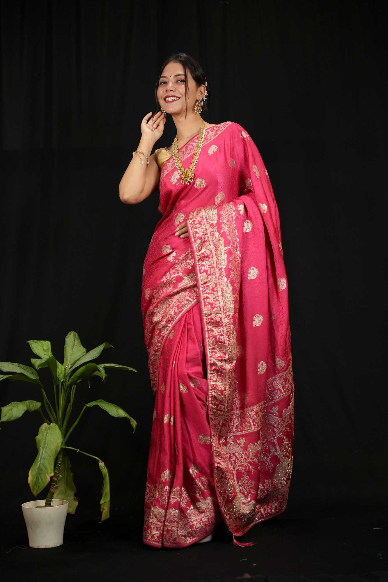 Karwachauth Special - Banarasi Sequin Embellished Ready to Wear Saree