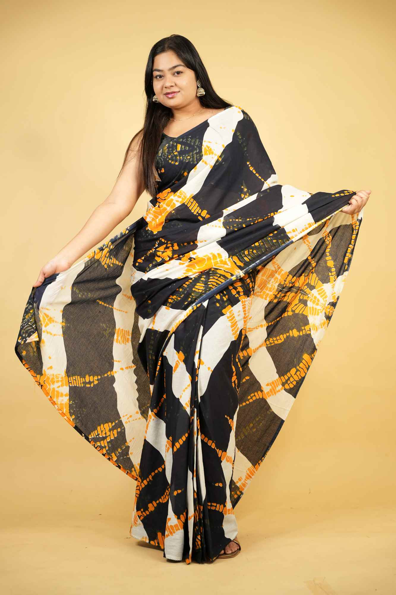 Mulmul Cotton Jaipuri Printed Ready to wear Saree